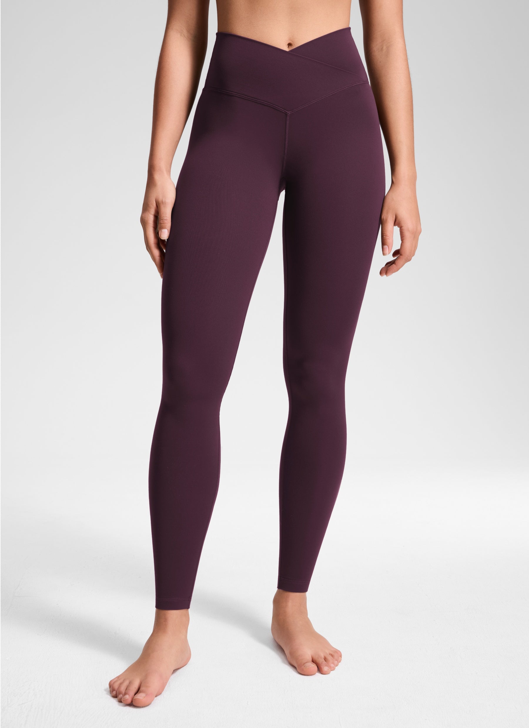 CRZ YOGA Damen Butterluxe V Cross High Waisted Leggings - 71 cm Dunkellila
