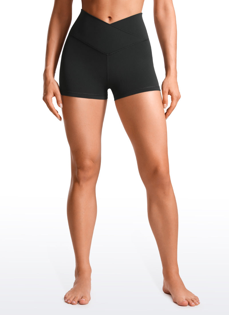 CRZ YOGA Damen Butterluxe Crossover Sport Radlerhose - 8cm Schwarz