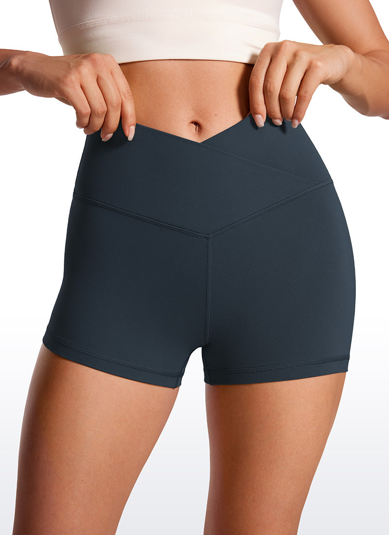 CRZ YOGA Damen Butterluxe Crossover Sport Radlerhose - 8cm Echte Marine