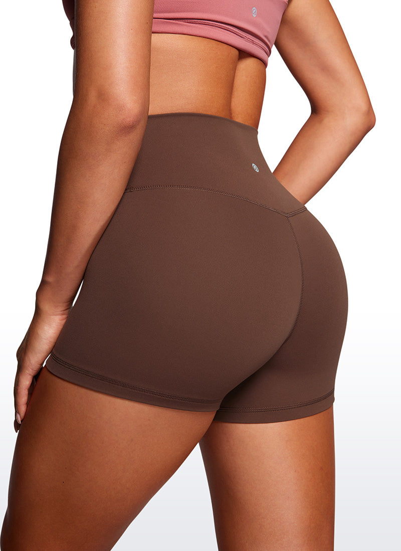 CRZ YOGA Damen Butterluxe Crossover Sport Radlerhose - 8cm Kaffeebraun