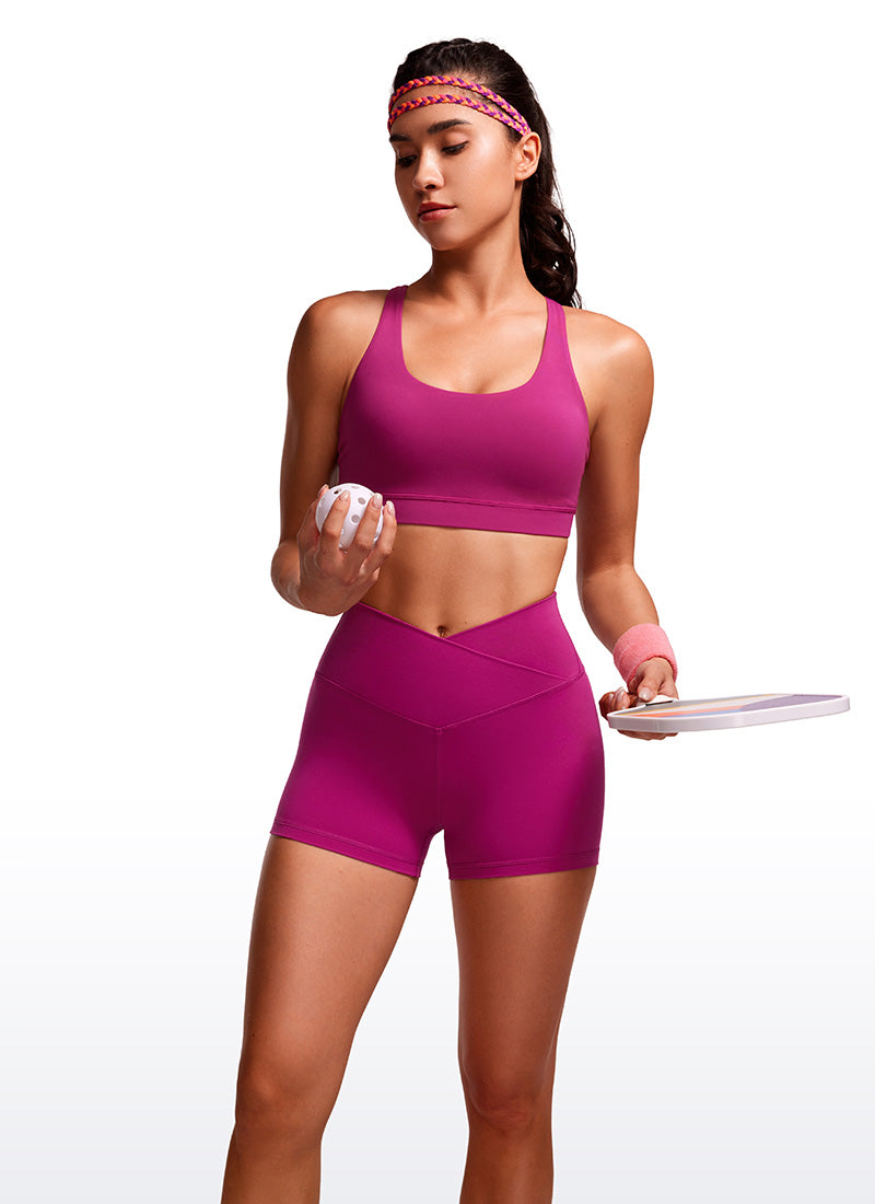 CRZ YOGA Damen Butterluxe Crossover Sport Radlerhose - 8cm Magenta Violett