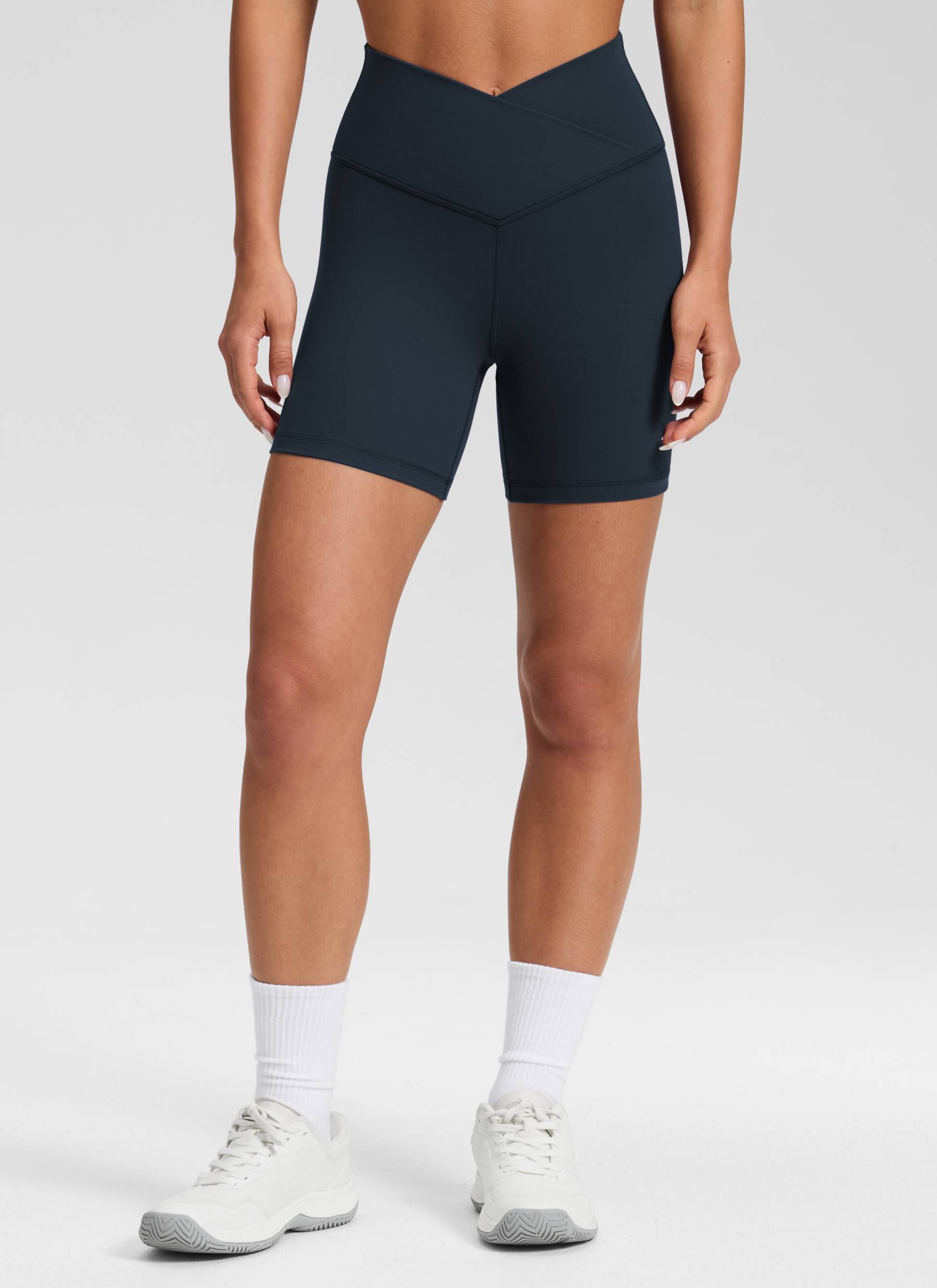 CRZ YOGA Damen Butterluxe Crossover Sport Radlerhose - 13cm Echte Marine