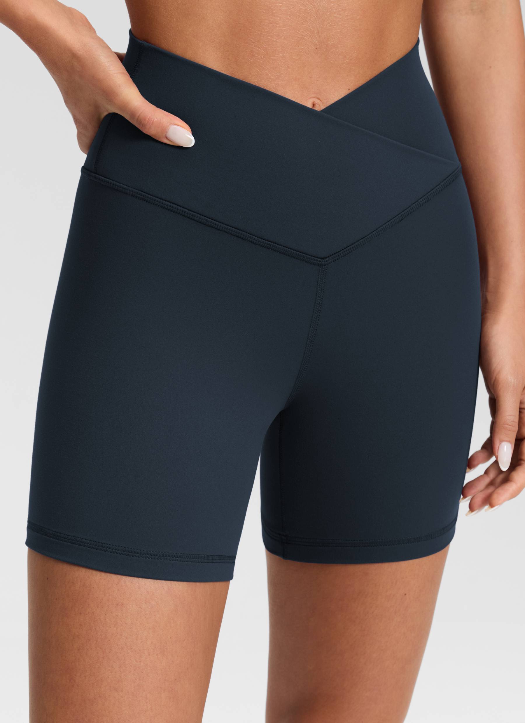 CRZ YOGA Damen Butterluxe Crossover Sport Radlerhose - 13cm Echte Marine