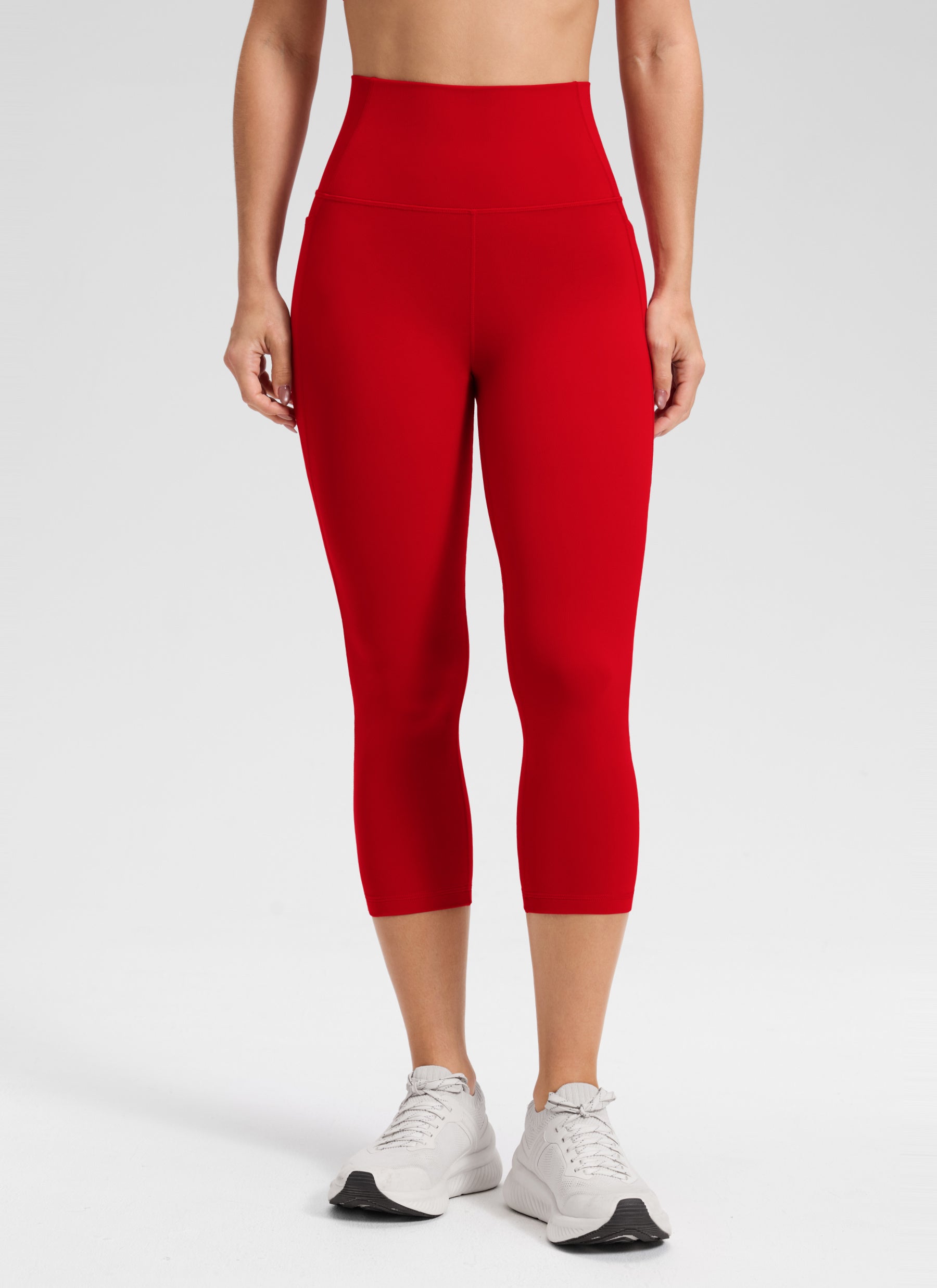 CRZ YOGA Damen Butterluxe Capri mit Taschen - 53cm Rote Chili