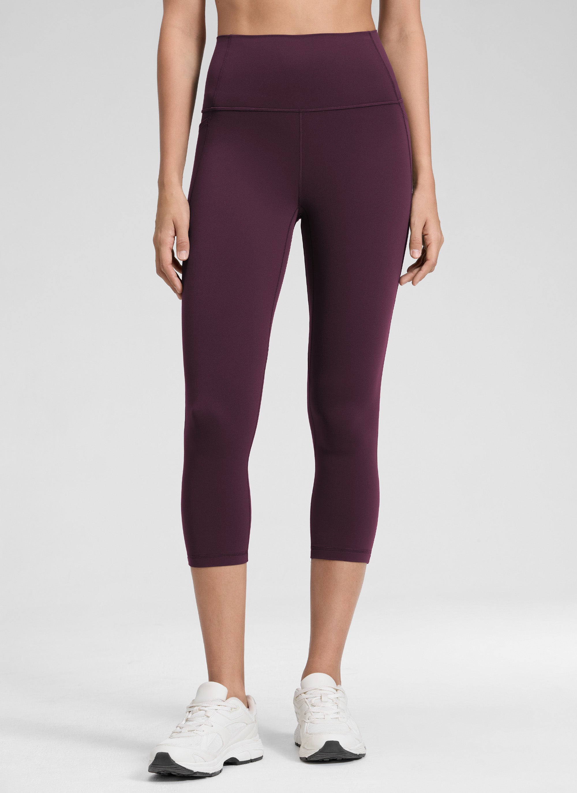 CRZ YOGA Damen Butterluxe Capri mit Taschen - 53cm Dunkellila