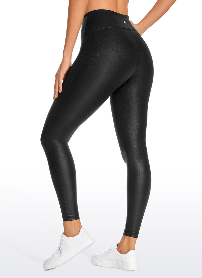 CRZ YOGA Damen Butterluxe Faux Leder Leggings - 67,3cm Schwarzes klassisches Leder