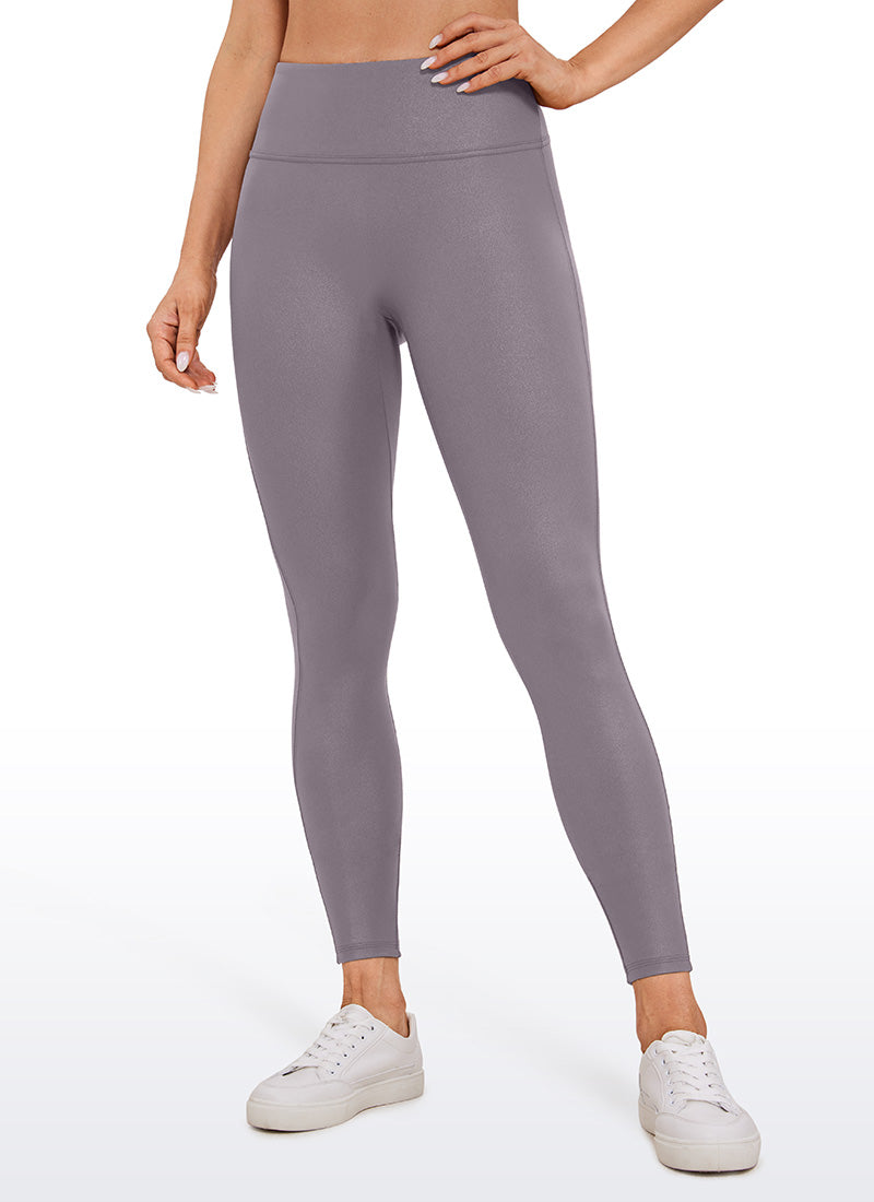 CRZ YOGA Damen Butterluxe Faux Leder Leggings - 67,3cm Tornadograues klassisches Muster