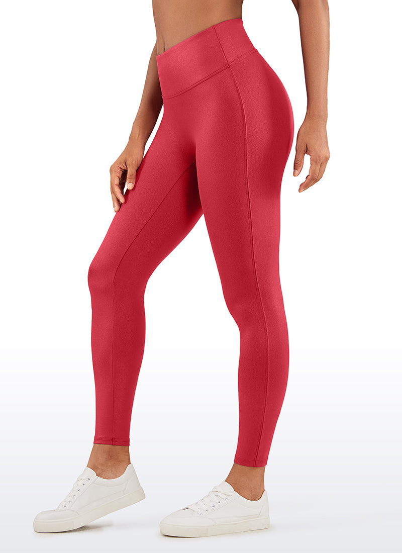 CRZ YOGA Damen Butterluxe Faux Leder Leggings - 67,3cm Rubinrotes klassisches Muster