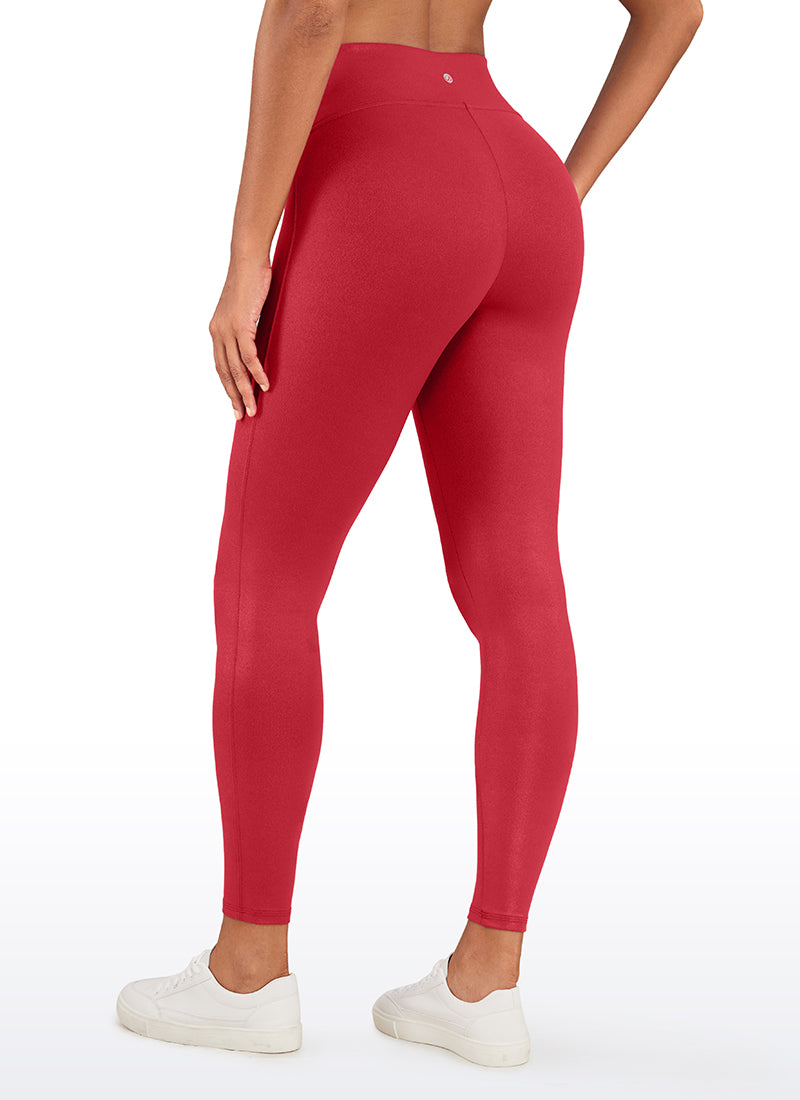 CRZ YOGA Damen Butterluxe Faux Leder Leggings - 67,3cm Rubinrotes klassisches Muster
