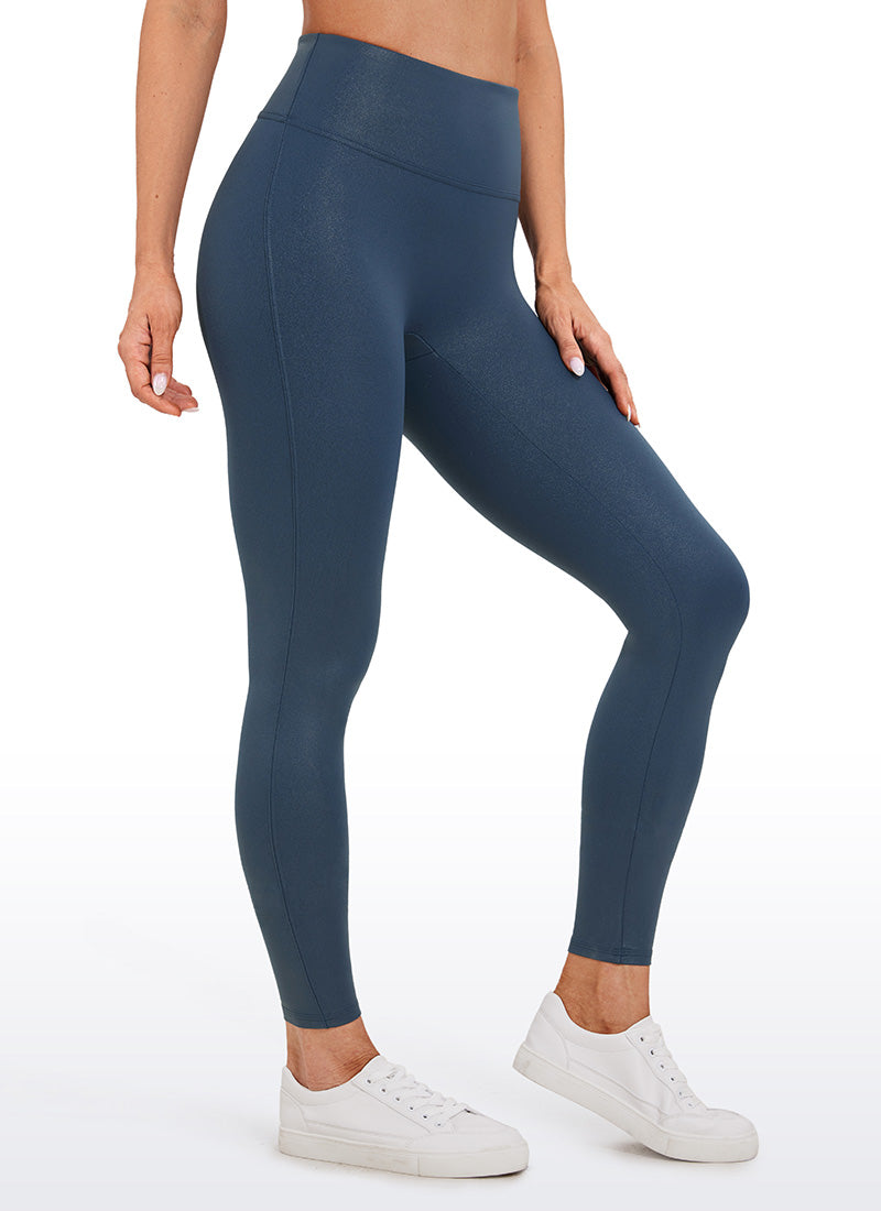 CRZ YOGA Damen Butterluxe Faux Leder Leggings - 67,3cm FRANZÖSISCHE MARINE Klassisches Muster