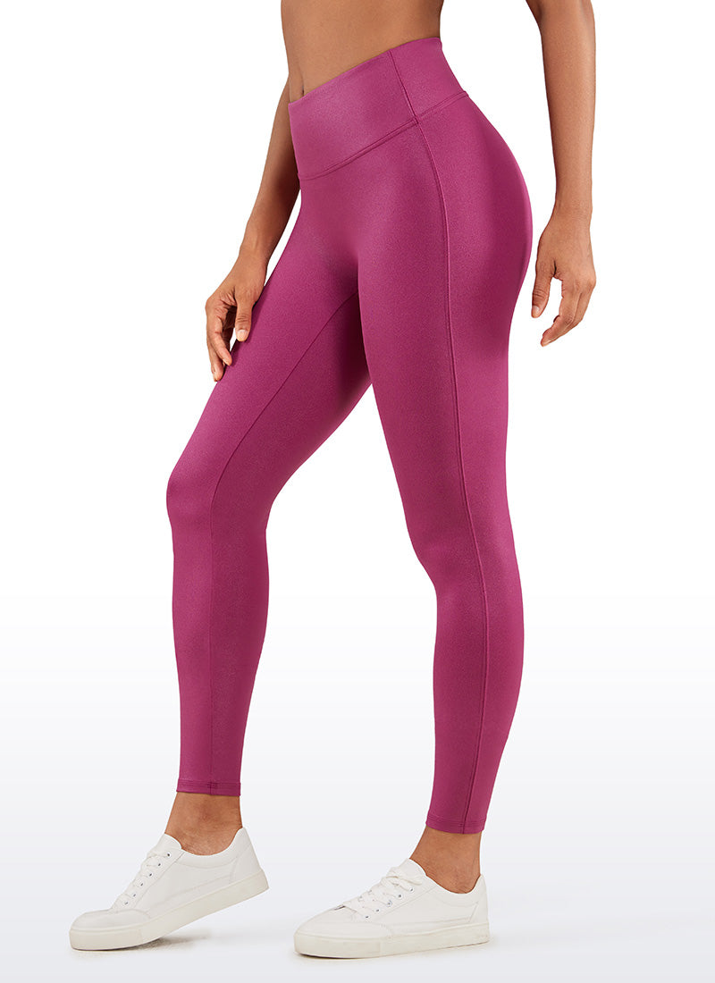 CRZ YOGA Damen Butterluxe Faux Leder Leggings - 67,3cm Klassisches Magenta-Lila-Muster