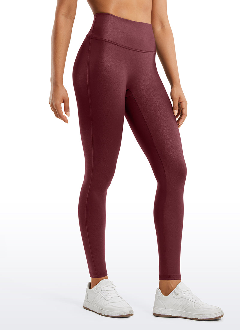 CRZ YOGA Damen Butterluxe Faux Leder Leggings - 71cm Rotes Merlot-Folienmuster