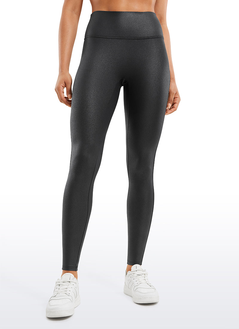 CRZ YOGA Damen Butterluxe Faux Leder Leggings - 71cm Schwarzes Folienmuster