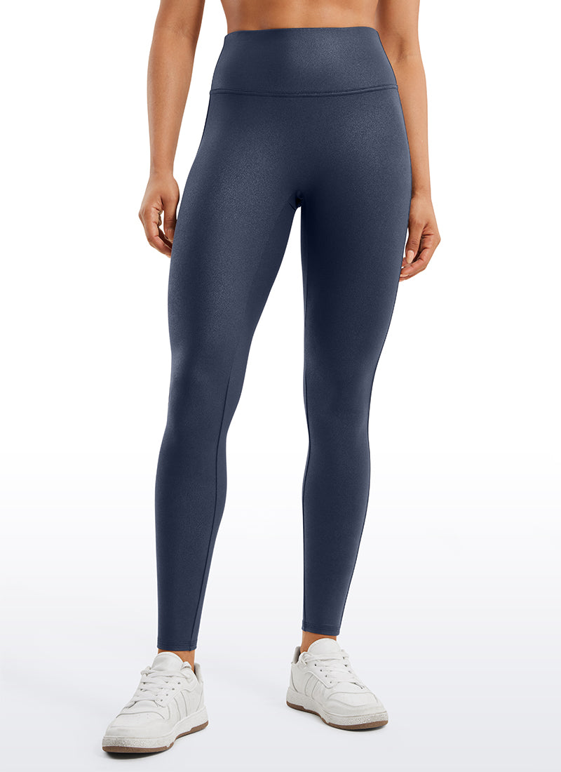 CRZ YOGA Damen Butterluxe Faux Leder Leggings - 71cm Echtes Navy-Folienmuster