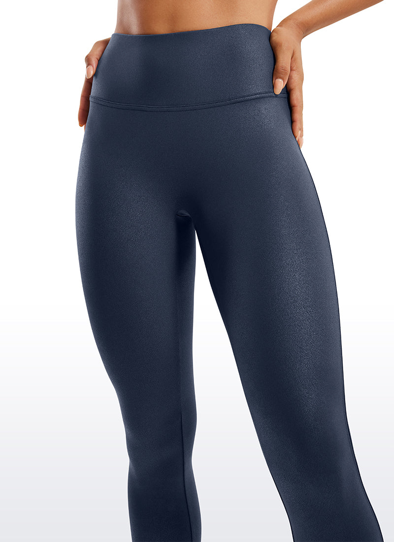 CRZ YOGA Damen Butterluxe Faux Leder Leggings - 71cm Echtes Navy-Folienmuster
