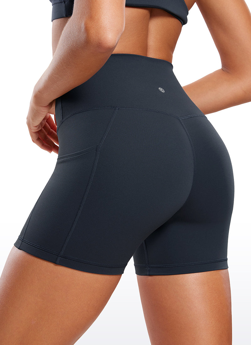 CRZ YOGA Butterluxe Damen V Cross High Waist Biker Shorts - 10cm Echte Marine