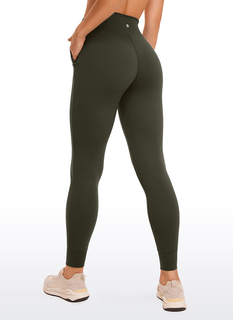 CRZ YOGA Damen Butterluxe Sport Sporthose mit Taschen - 69cm Olivgrün