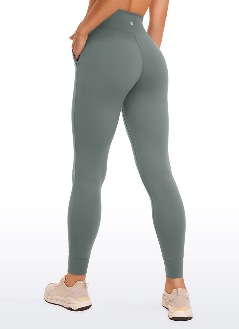 CRZ YOGA Damen Butterluxe Sport Sporthose mit Taschen - 69cm Grauer Salbei