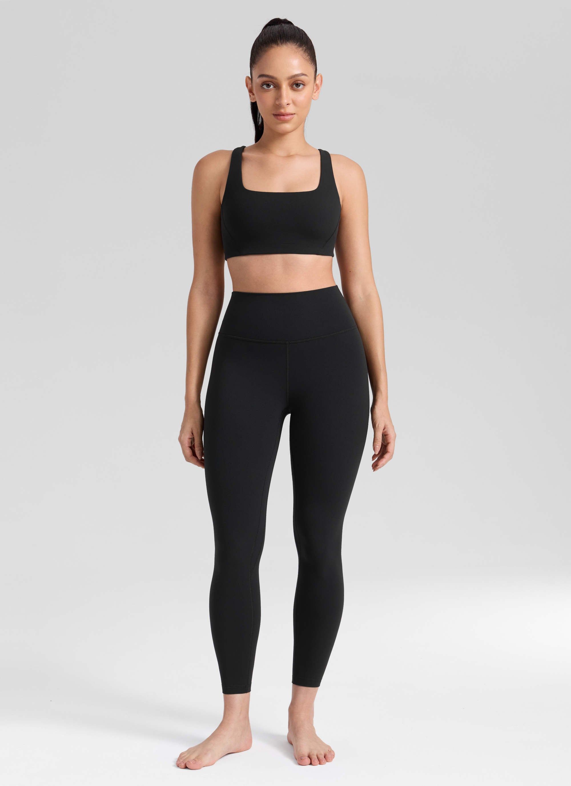 CRZ YOGA Damen Butterlift High Waist Workout Leggings - 64cm Schwarz