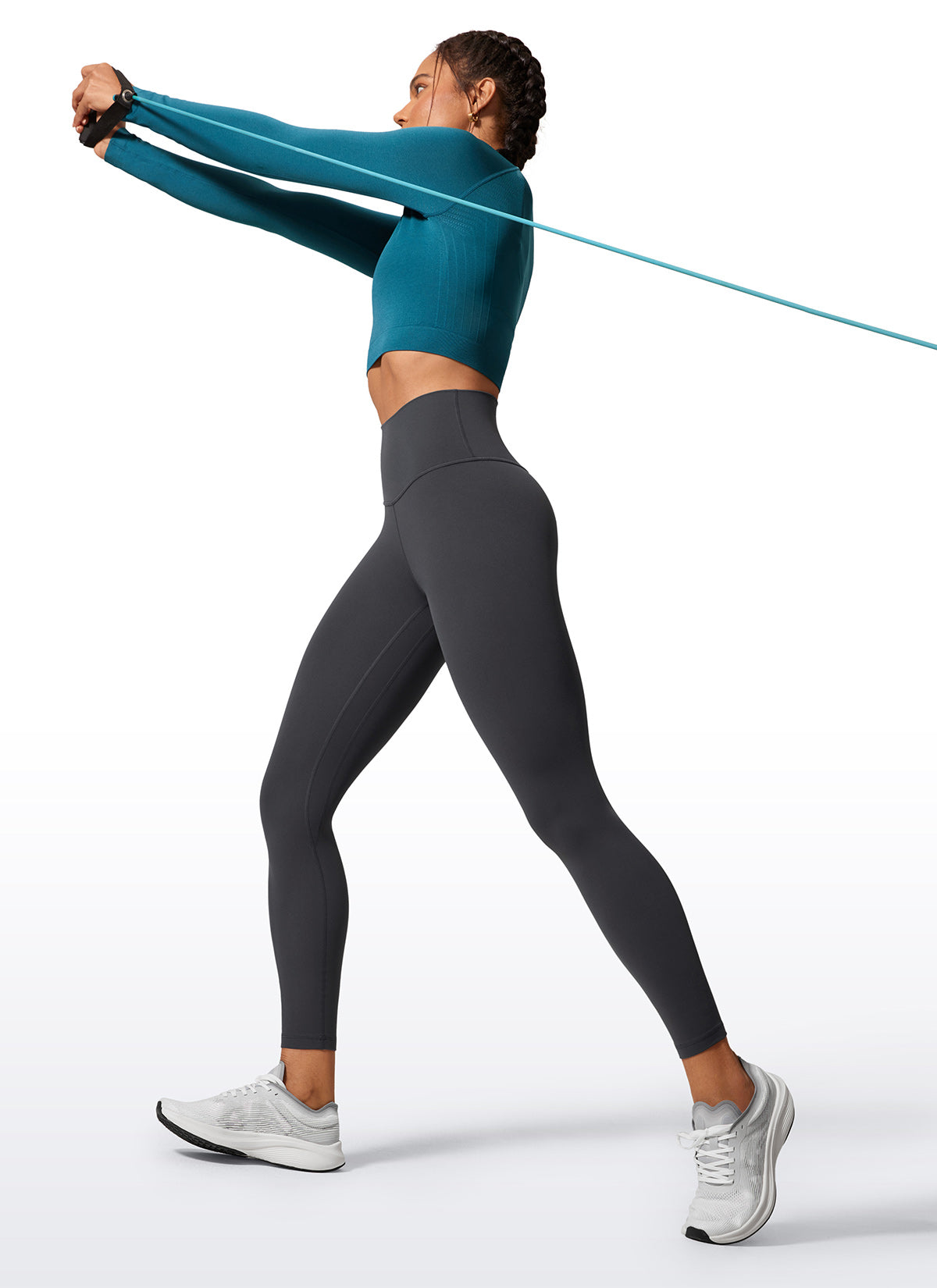 CRZ YOGA Damen Butterlift High Waist Workout Leggings - 64cm Mysteriöses Grau @model_info:A