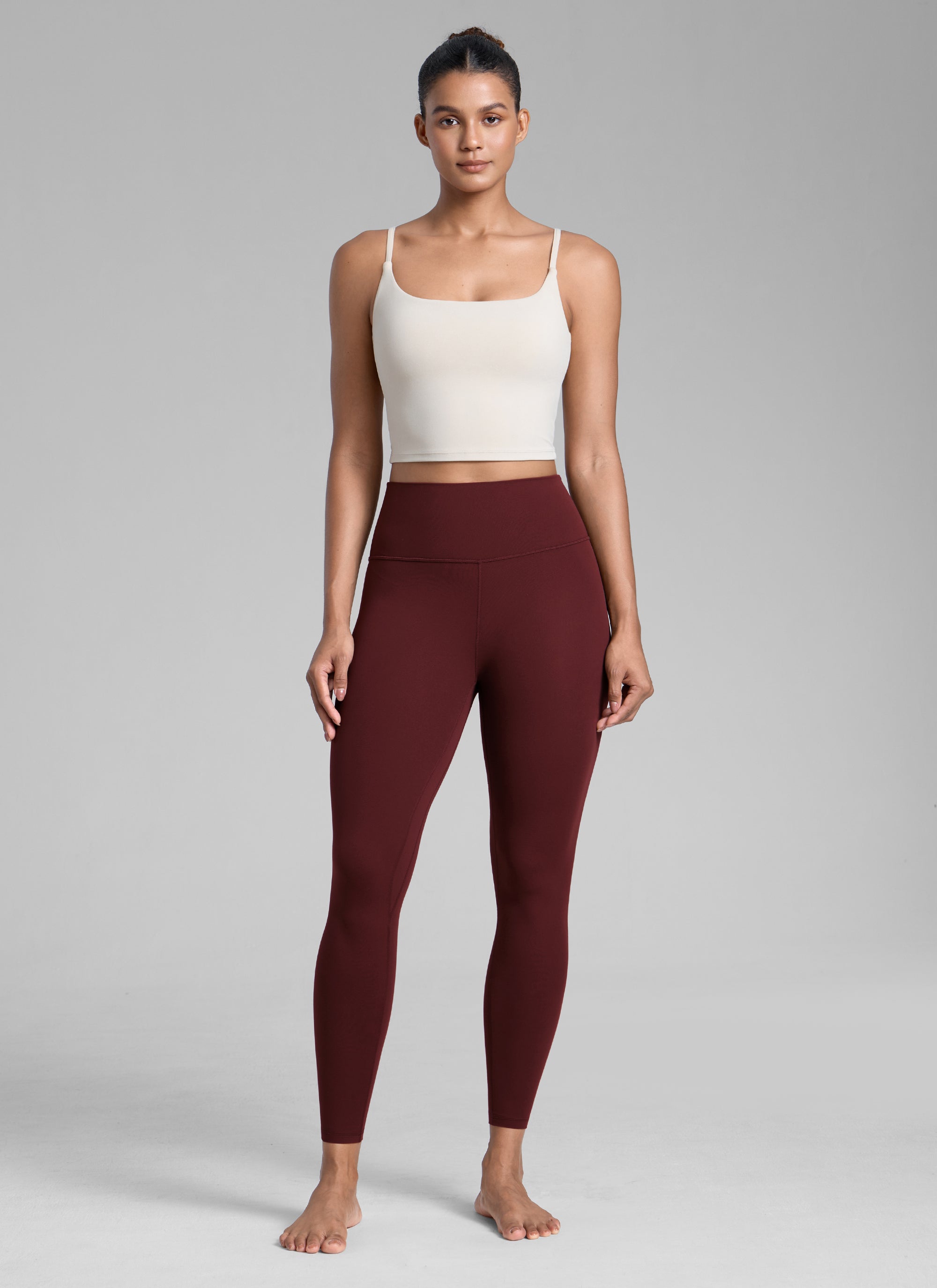 CRZ YOGA Damen Butterlift High Waist Workout Leggings - 64cm Roter Merlot
