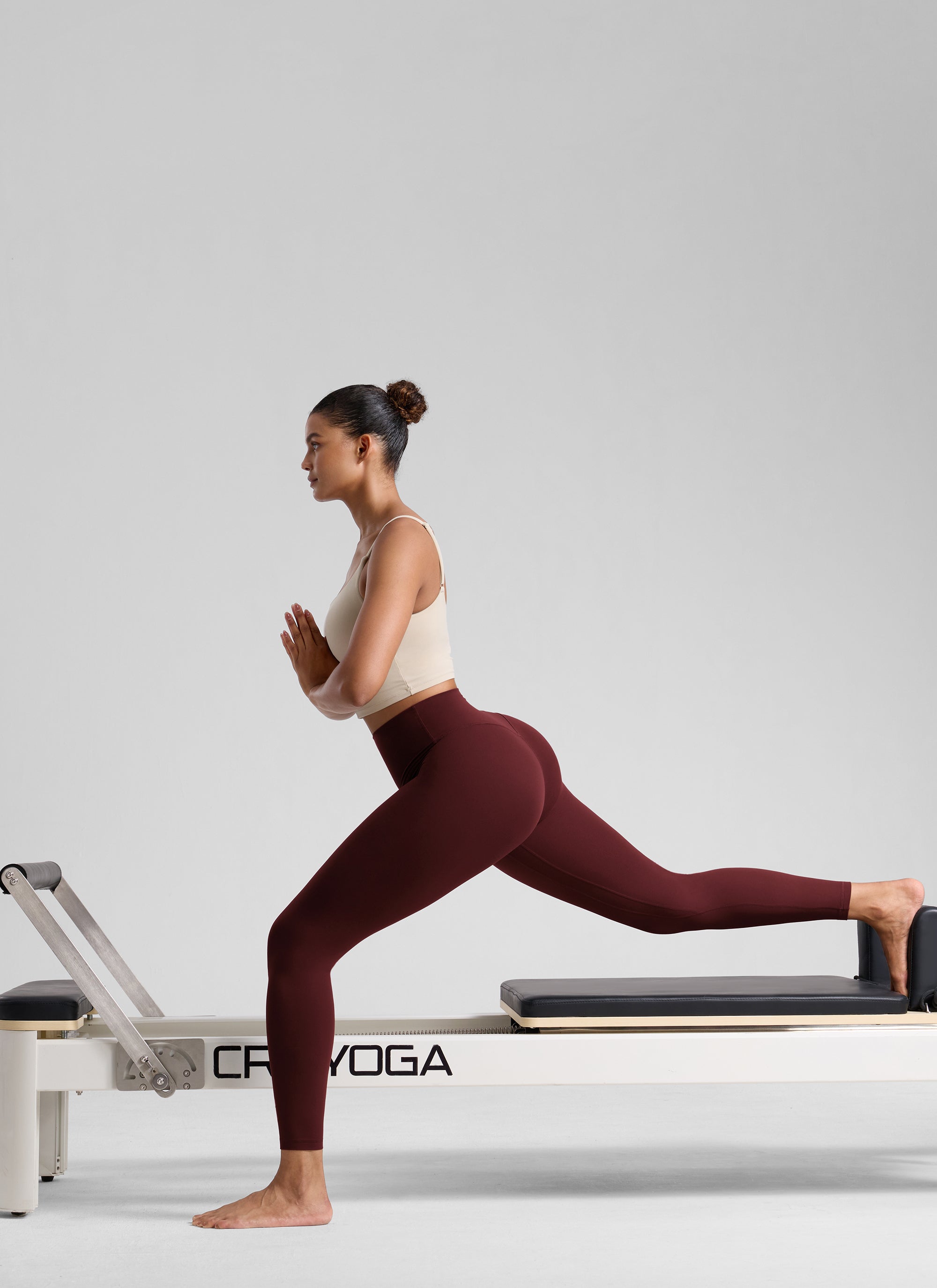 CRZ YOGA Damen Butterlift High Waist Workout Leggings - 64cm Roter Merlot