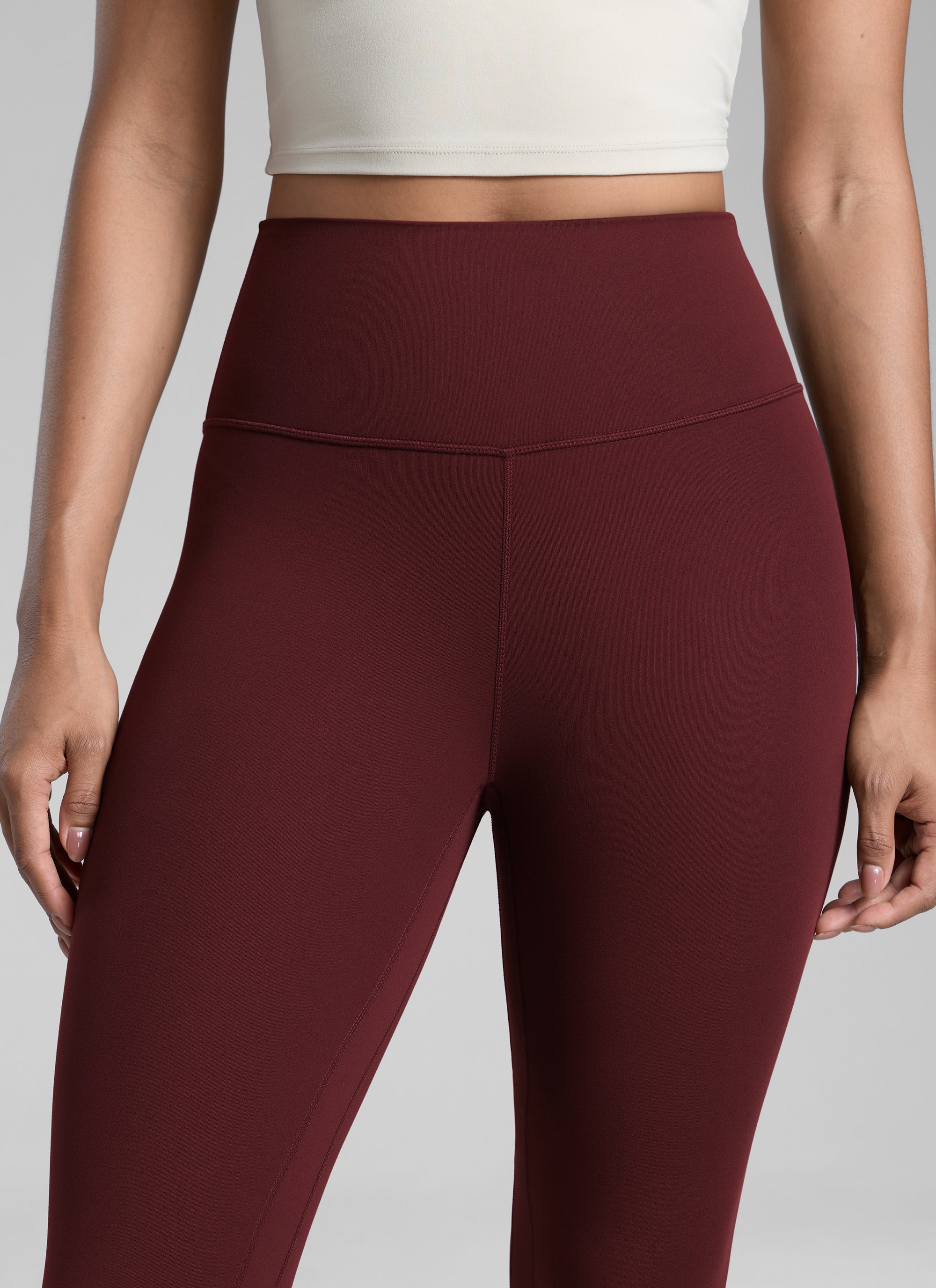 CRZ YOGA Damen Butterlift High Waist Workout Leggings - 64cm Roter Merlot