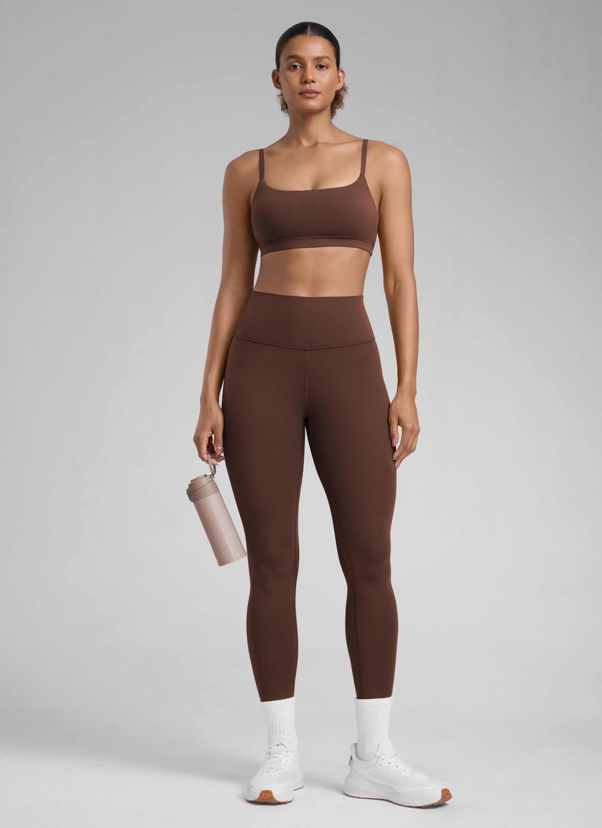 CRZ YOGA Damen Butterlift High Waist Workout Leggings - 64cm Lava Braun