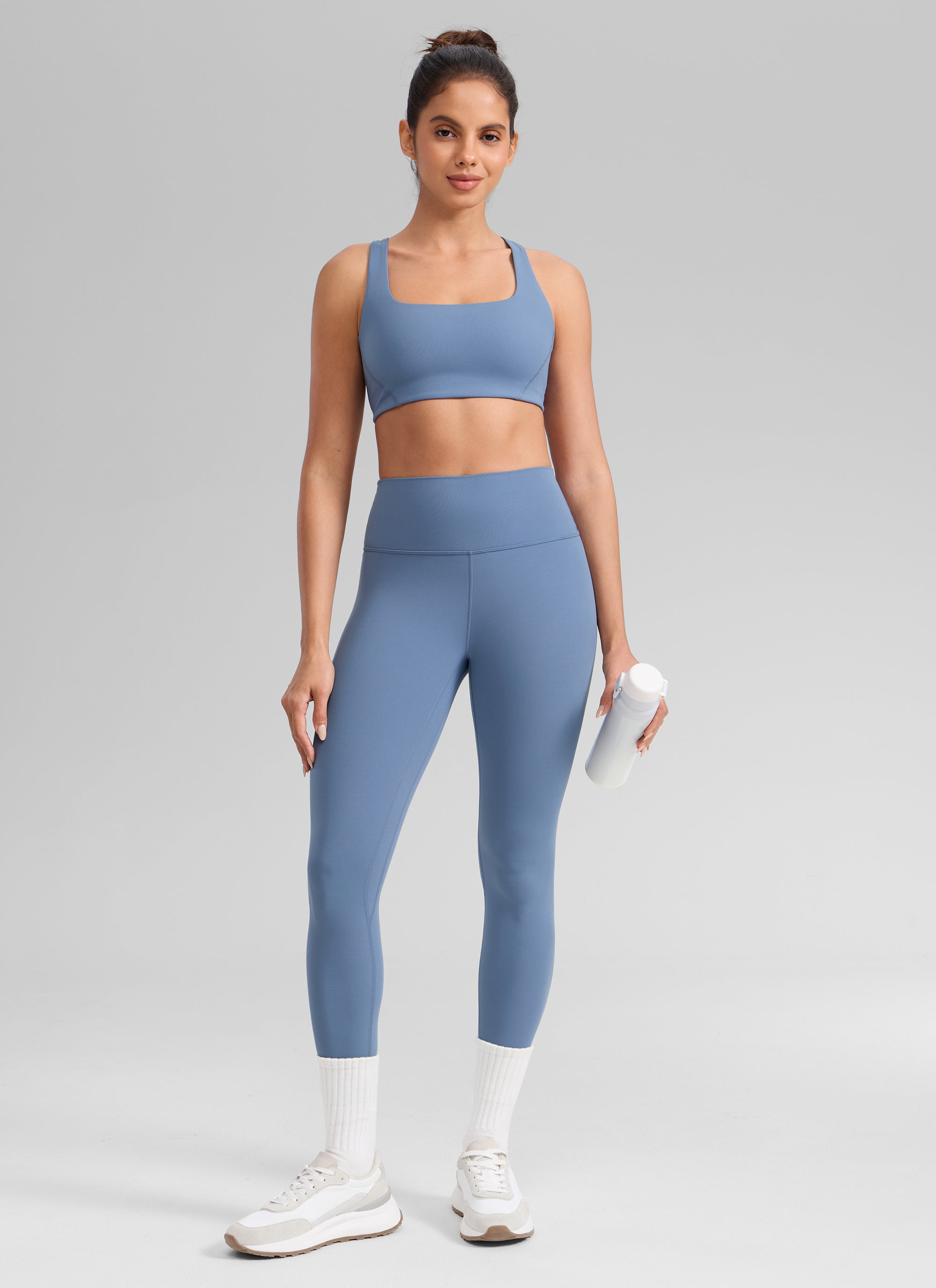 CRZ YOGA Damen Butterlift High Waist Workout Leggings - 64cm Gewaschener Denim