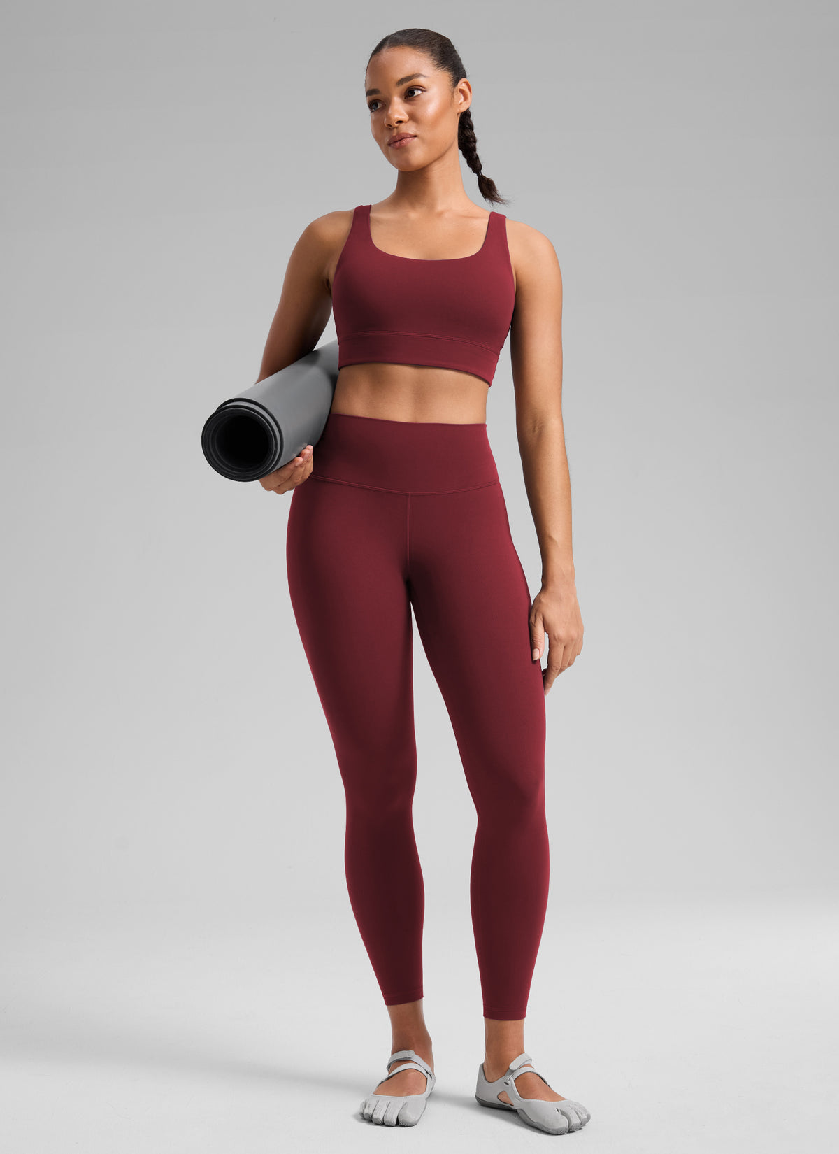 CRZ YOGA Damen Butterlift High Waist Workout Leggings - 64cm Burgund-Bucht @model_info:F