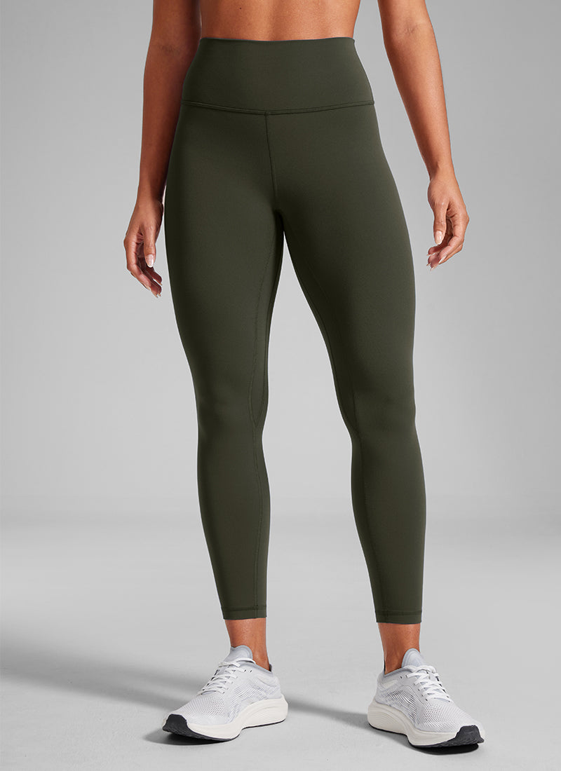 CRZ YOGA Damen Butterlift High Waist Workout Leggings - 64cm Olivgrün