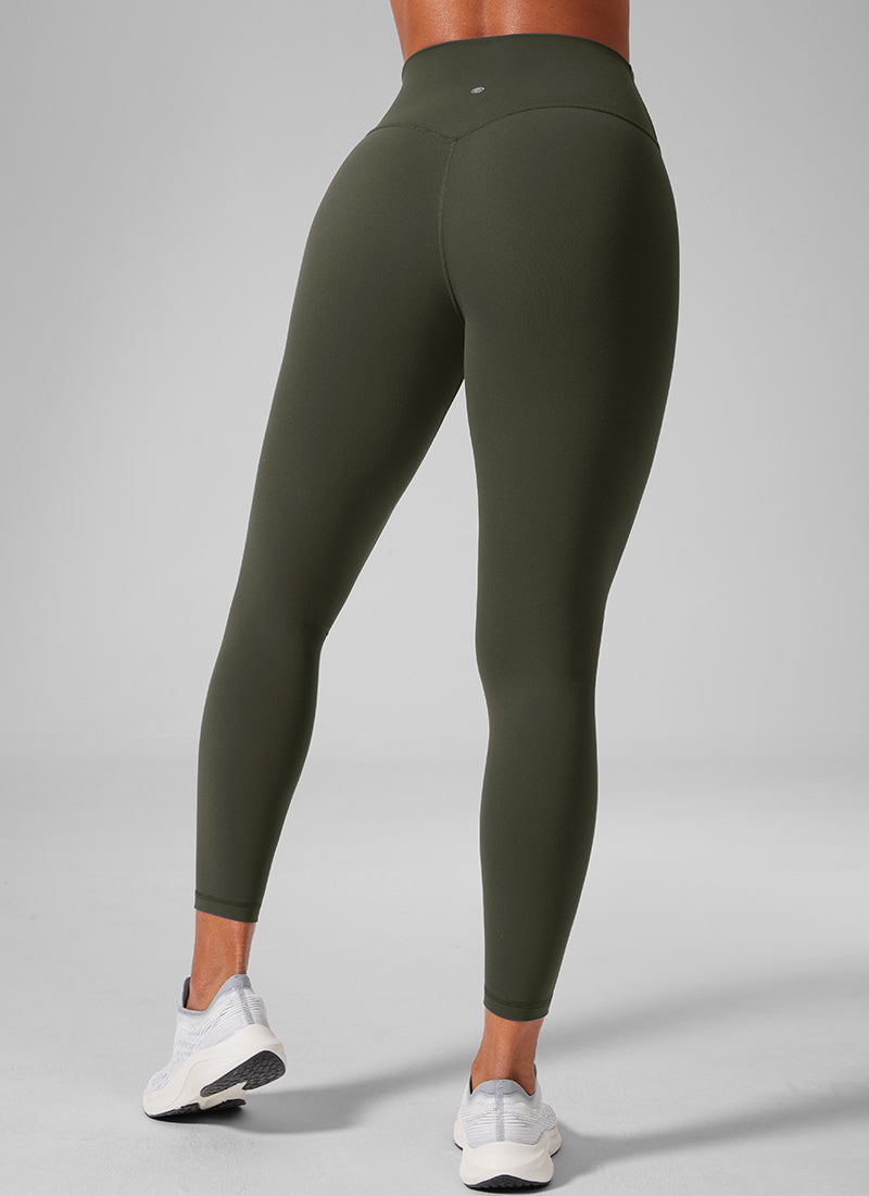 CRZ YOGA Damen Butterlift High Waist Workout Leggings - 64cm Olivgrün