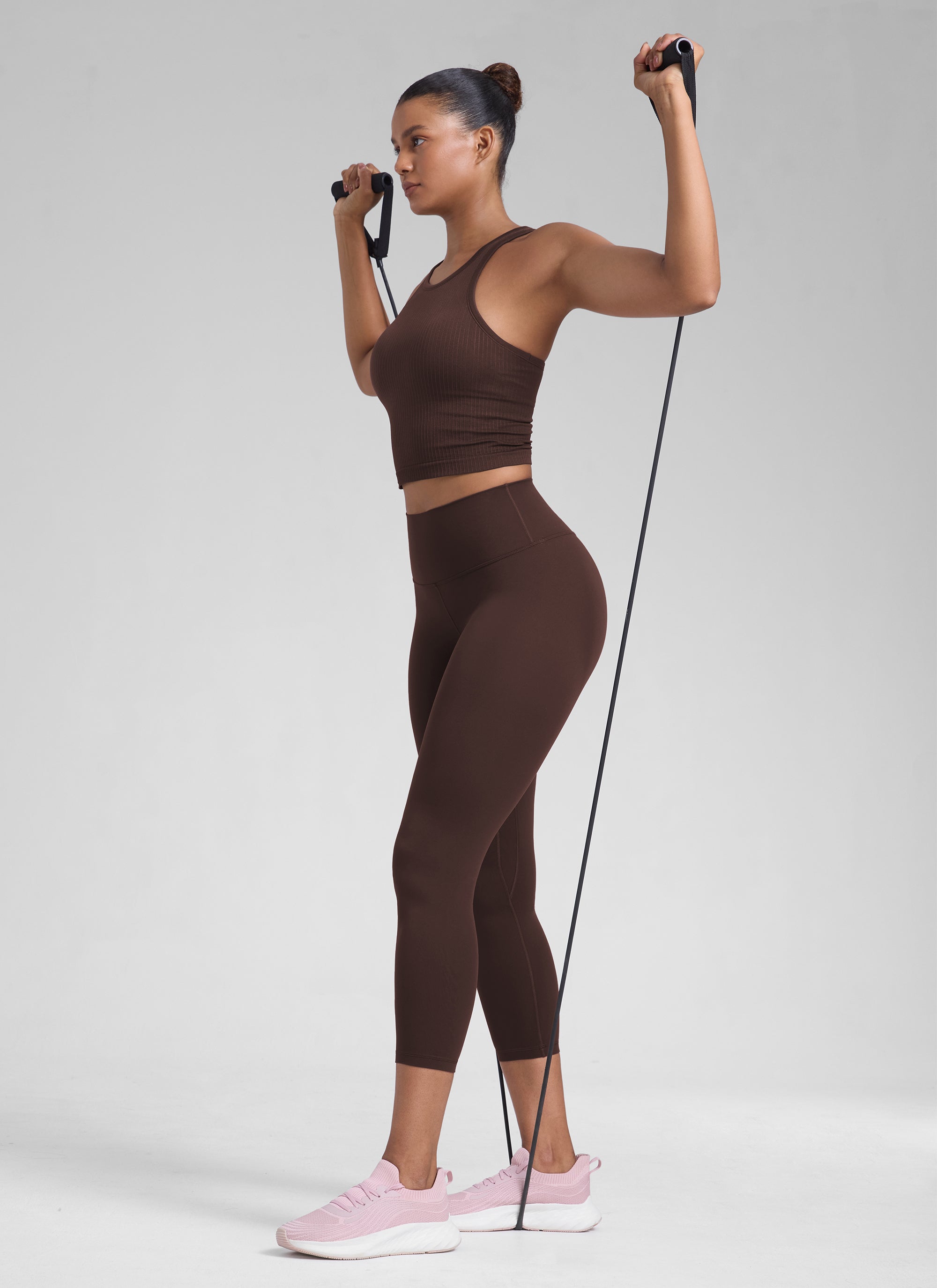 CRZ YOGA Damen Butterlift High Waist Workout Leggings - 58cm Heißes Fudge-Brown