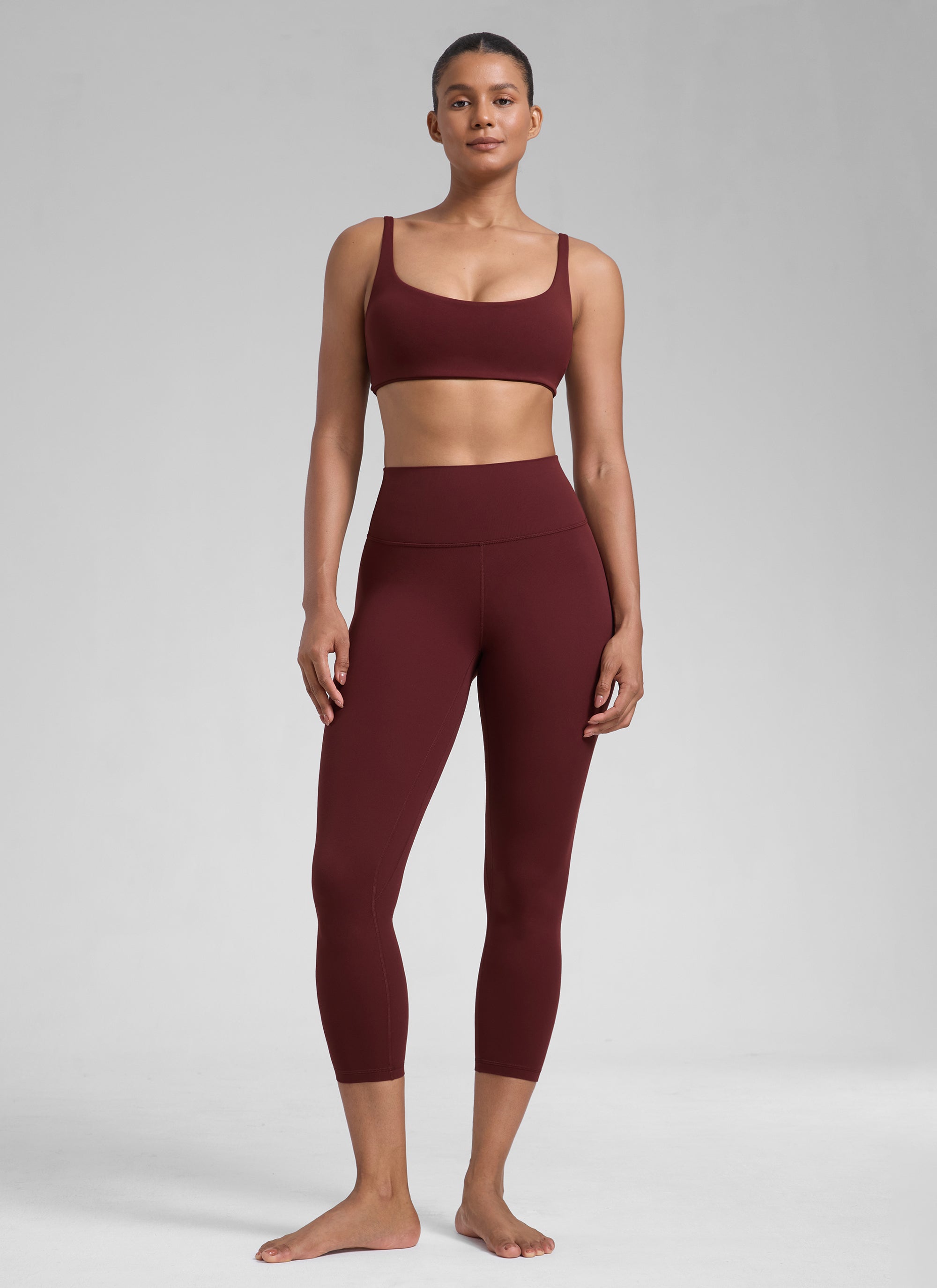 CRZ YOGA Damen Butterlift High Waist Workout Leggings - 58cm Roter Merlot