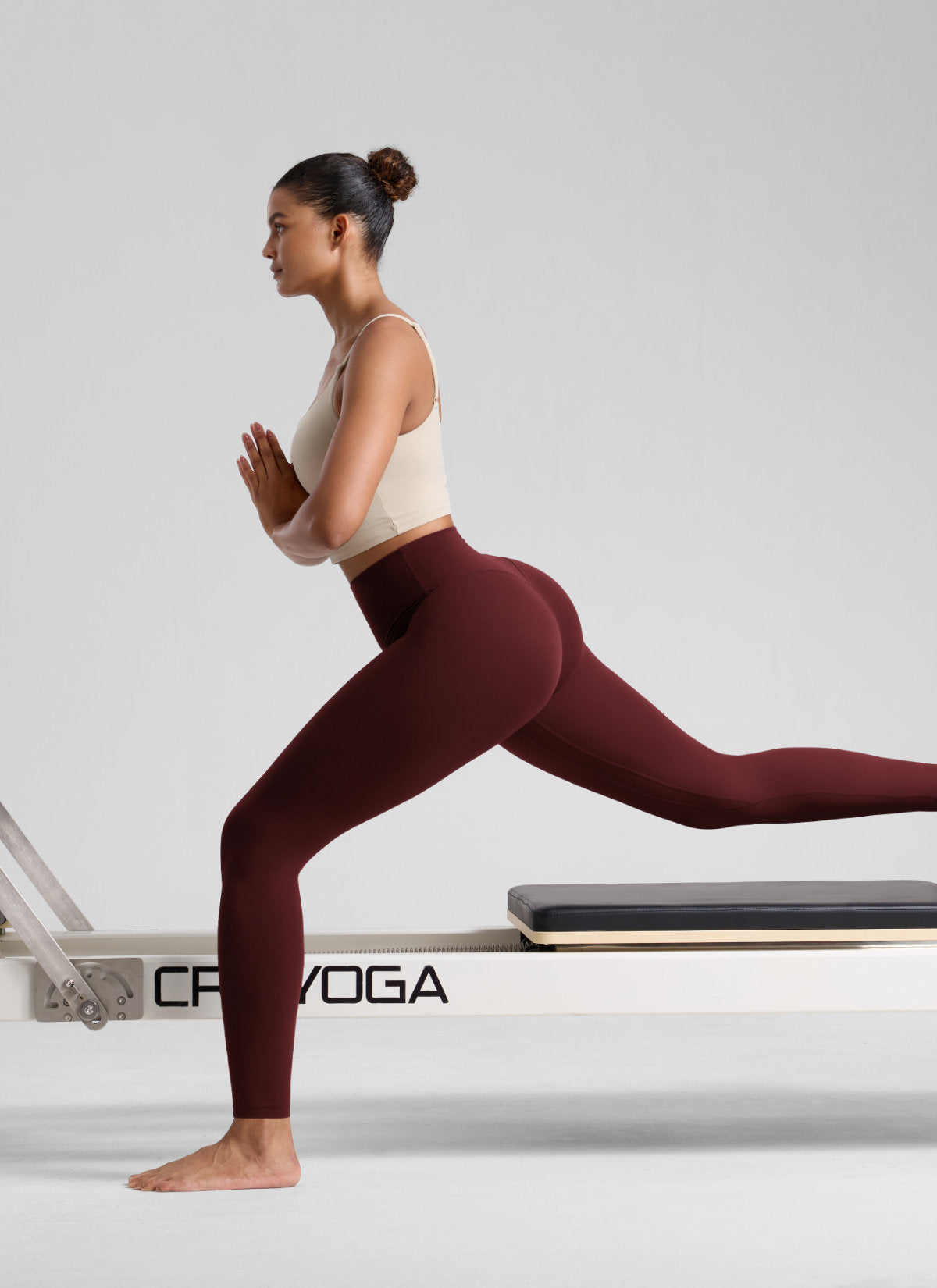 CRZ YOGA Damen Butterlift High Waist Blickdicht  Leggings - 64cm Roter Merlot