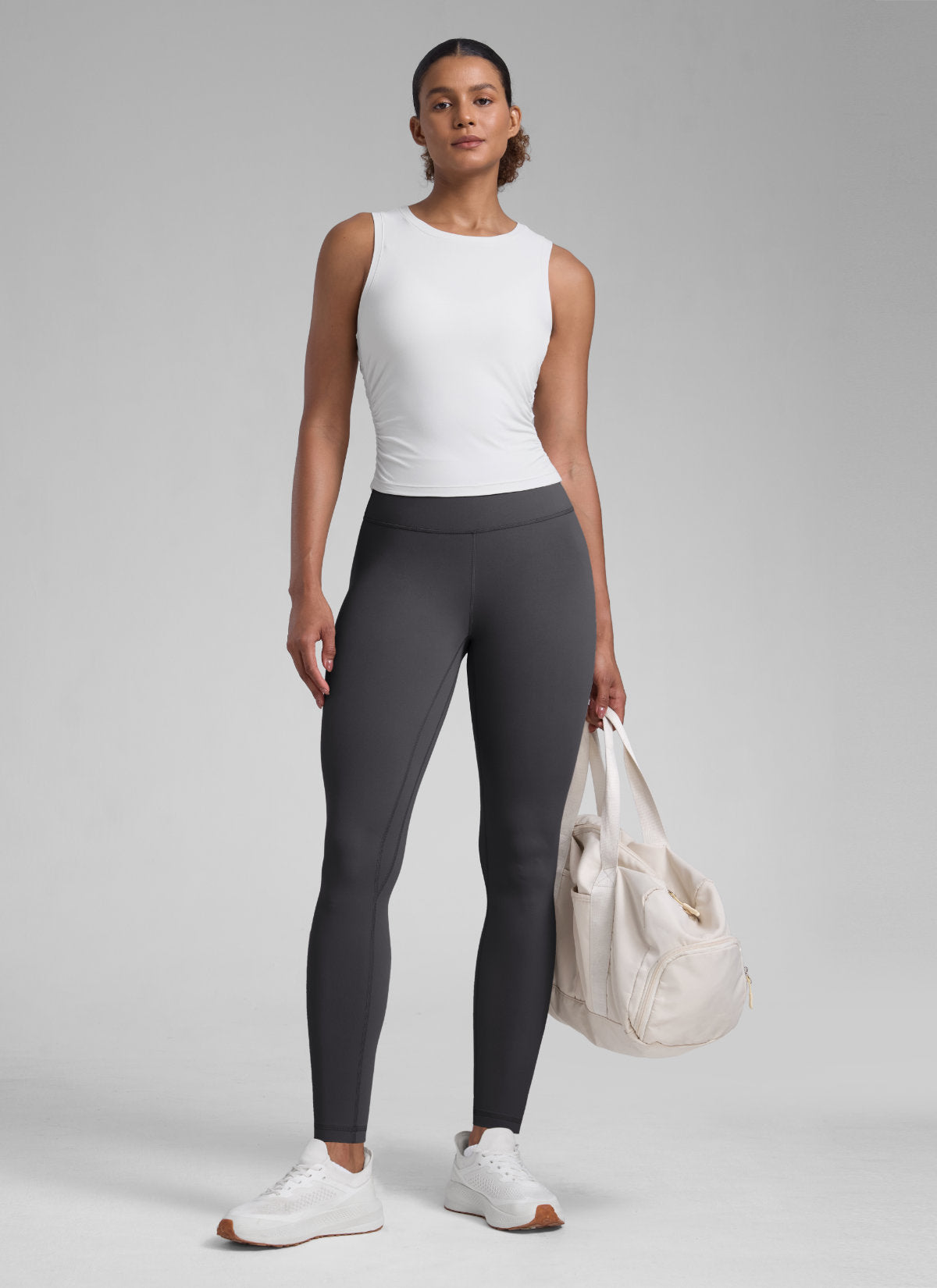 CRZ YOGA Damen Butterlift High Waist Blickdicht  Leggings - 64cm Mysteriöses Grau