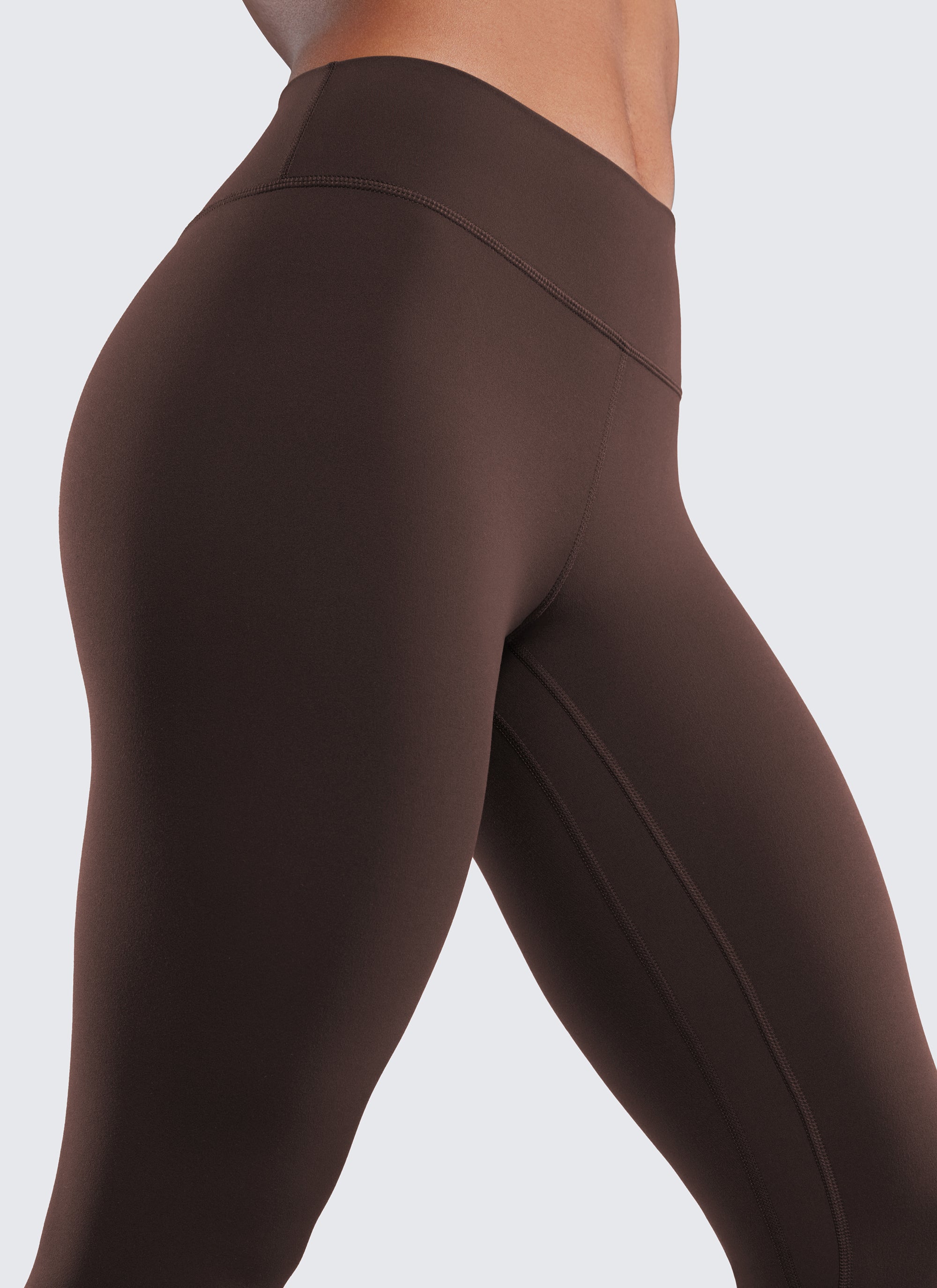 CRZ YOGA Damen Butterluxe Sport Leggings Low Waist Yogahose - 64cm Heißes Fudge-Brown