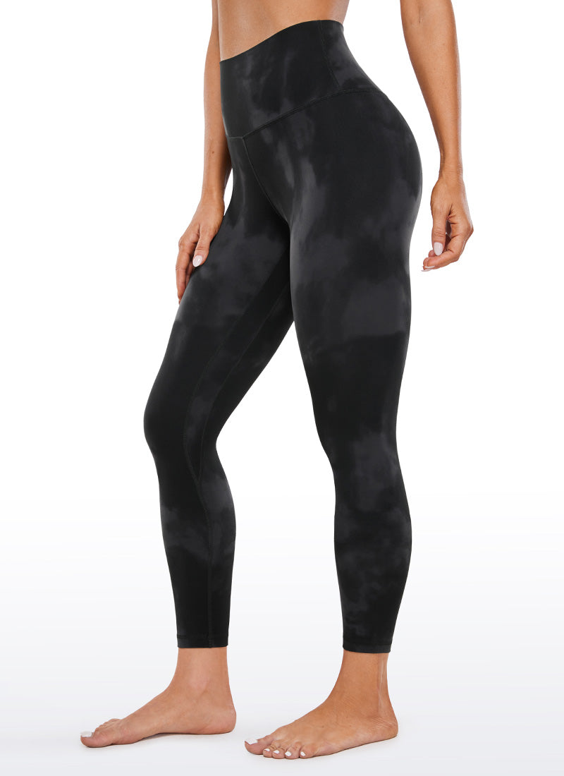 CRZ YOGA Damen Butterluxe High Waist Sport Leggings - 64cm Schwarze Tie-Dye-Blumen