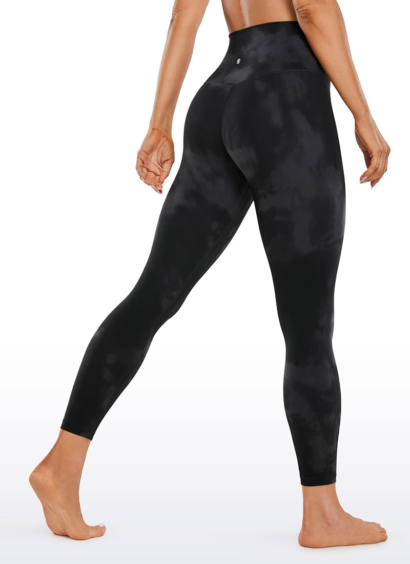 CRZ YOGA Damen Butterluxe High Waist Sport Leggings - 64cm Schwarze Tie-Dye-Blumen