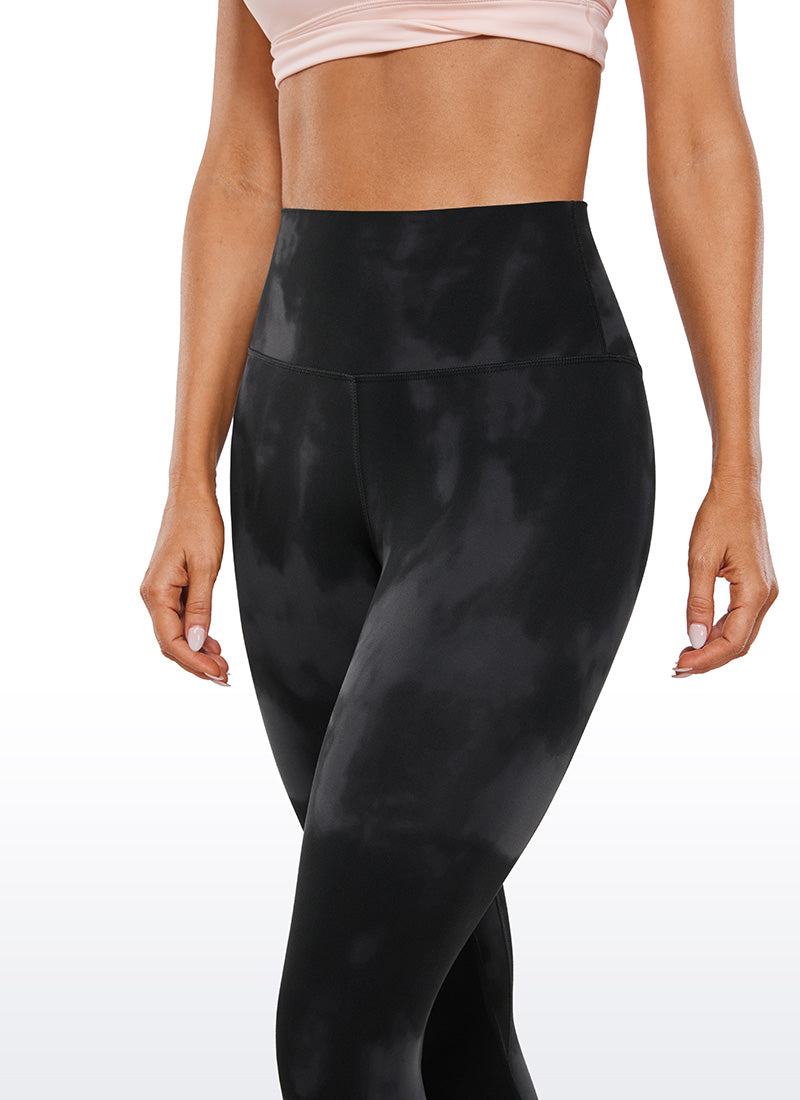 CRZ YOGA Damen Butterluxe High Waist Sport Leggings - 64cm Schwarze Tie-Dye-Blumen