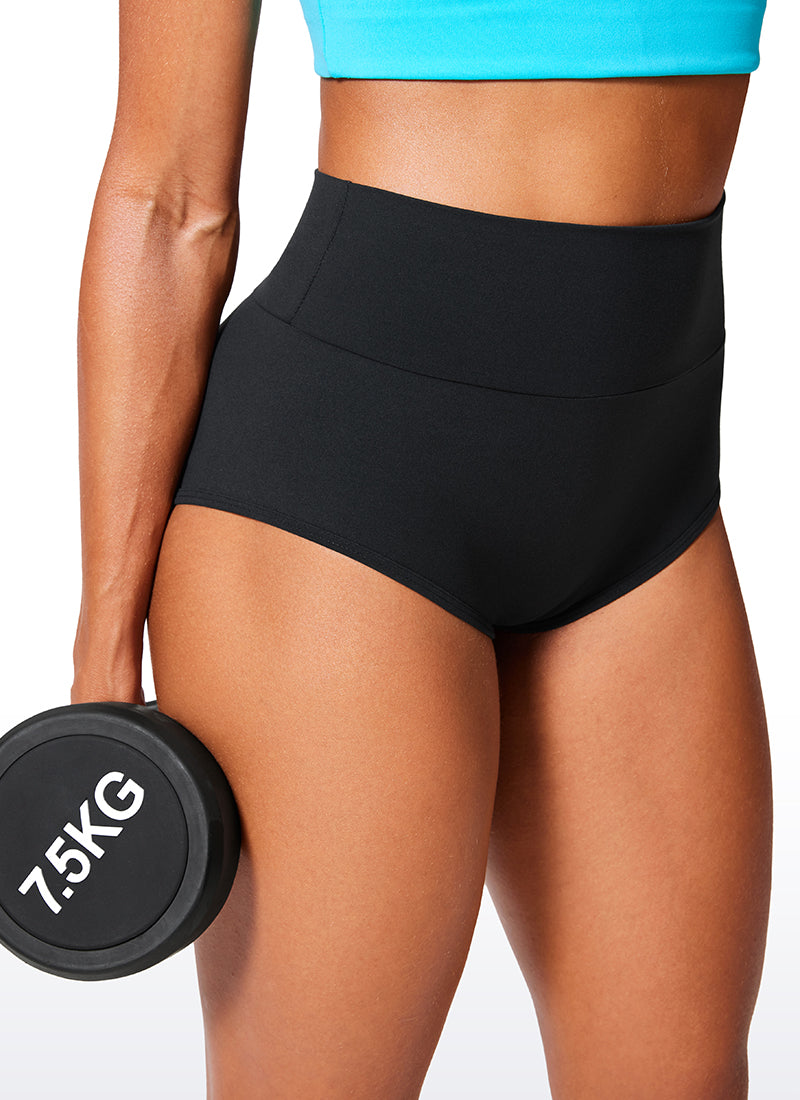 CRZ YOGA Damen Butterlift Booty Scrunch Gym High Waist Shorts Schwarz