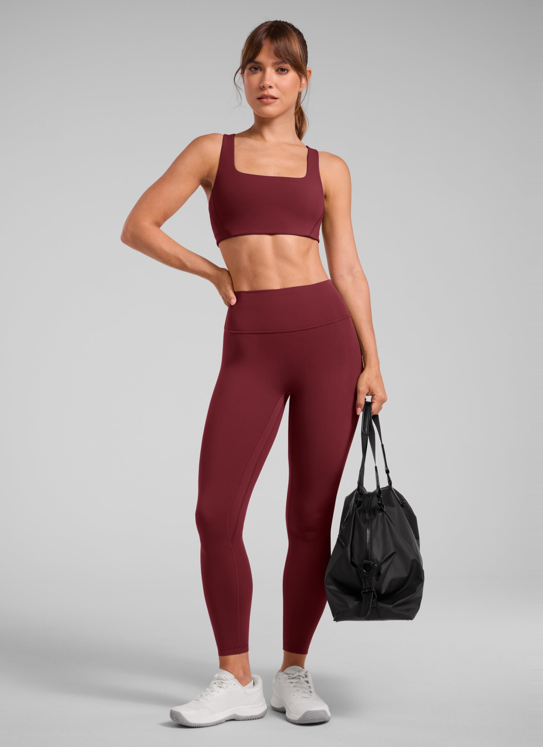 CRZ YOGA Damen Butterlift SecretSculpt Scrunch Butt Leggings - 64cm Burgund-Bucht