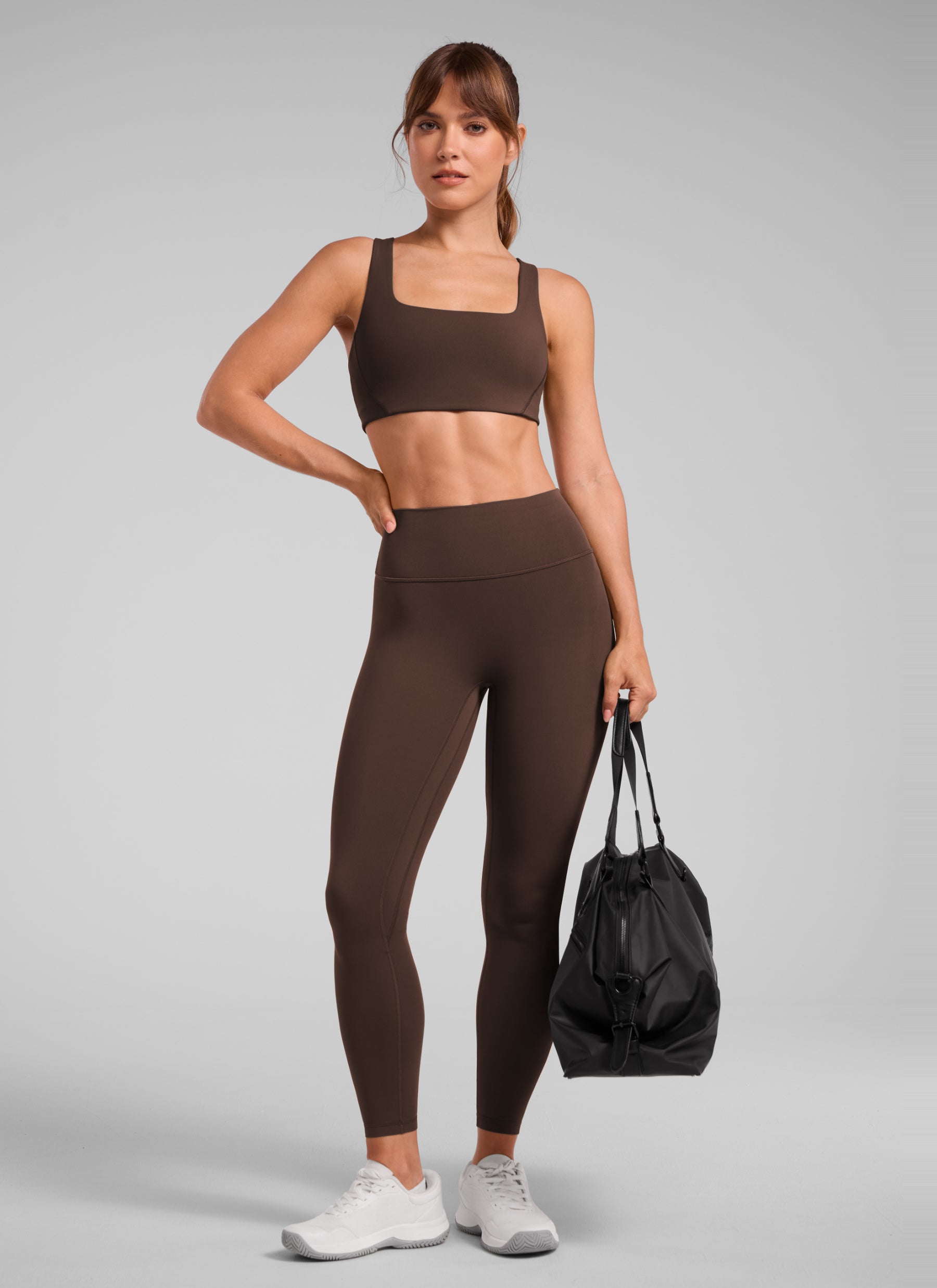 CRZ YOGA Damen Butterlift SecretSculpt Scrunch Butt Leggings - 64cm Walnussbraun