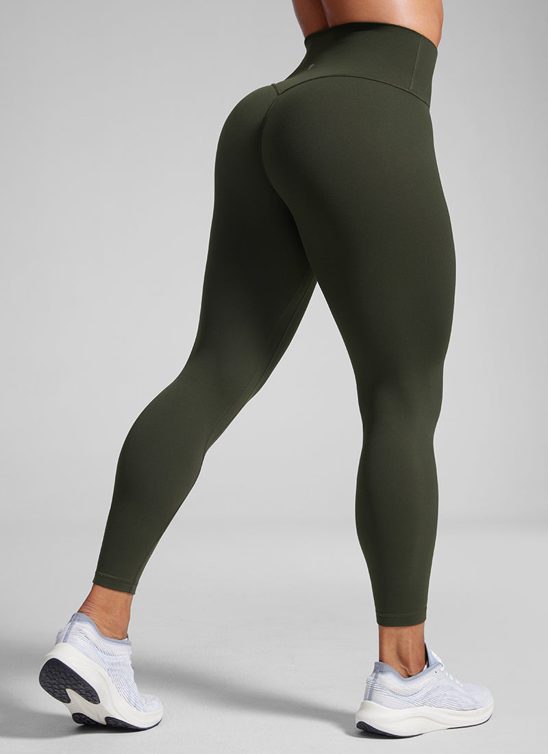 CRZ YOGA Damen Butterlift SecretSculpt Scrunch Butt Leggings - 64cm Olivgrün