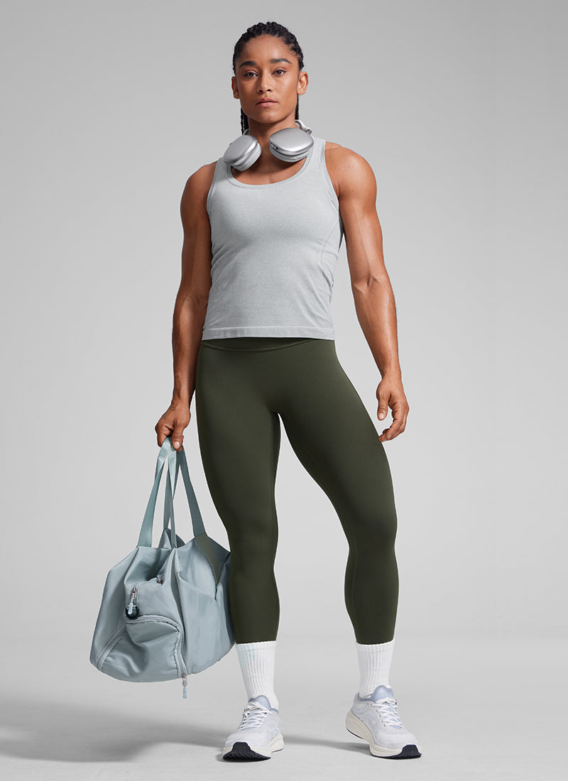 CRZ YOGA Damen Butterlift SecretSculpt Scrunch Butt Leggings - 64cm Olivgrün