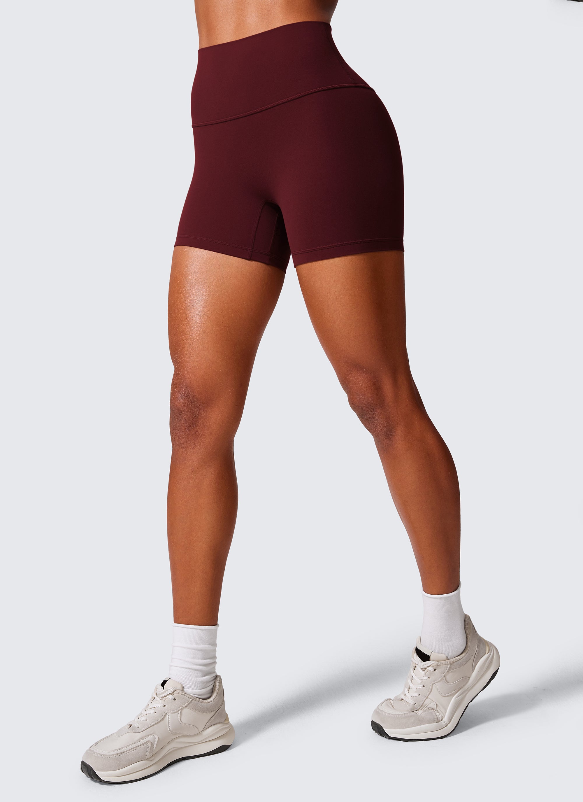 CRZ YOGA Damen Butterlift SecretSculpt Scrunch Butt Lifting Shorts10cm Roter Merlot