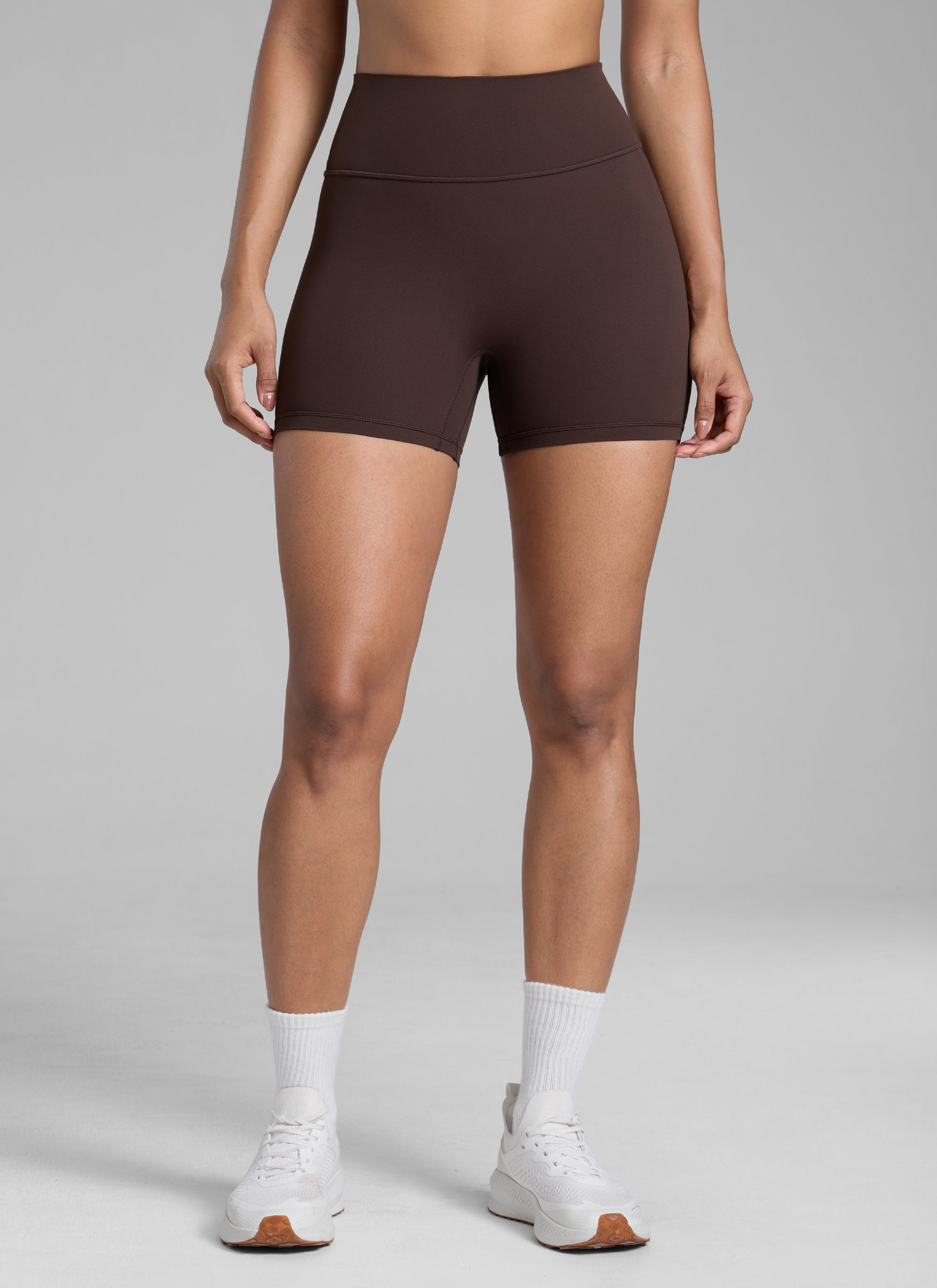 CRZ YOGA Damen Butterlift SecretSculpt Scrunch Butt Lifting Shorts10cm Heißes Fudge-Brown