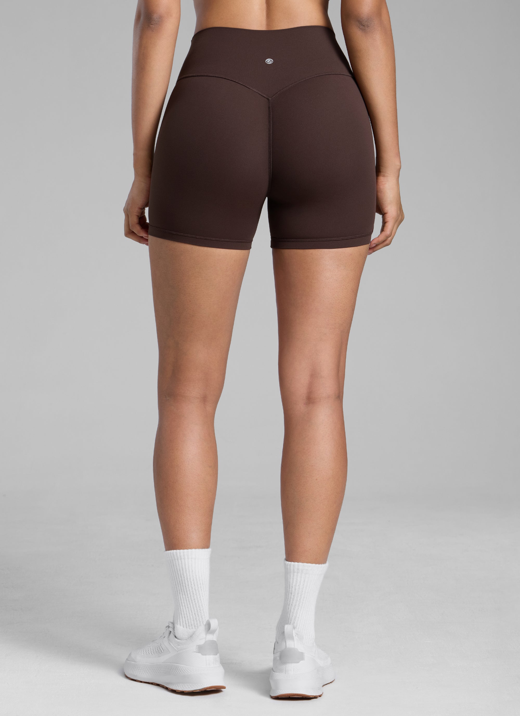 CRZ YOGA Damen Butterlift SecretSculpt Scrunch Butt Lifting Shorts10cm Heißes Fudge-Brown
