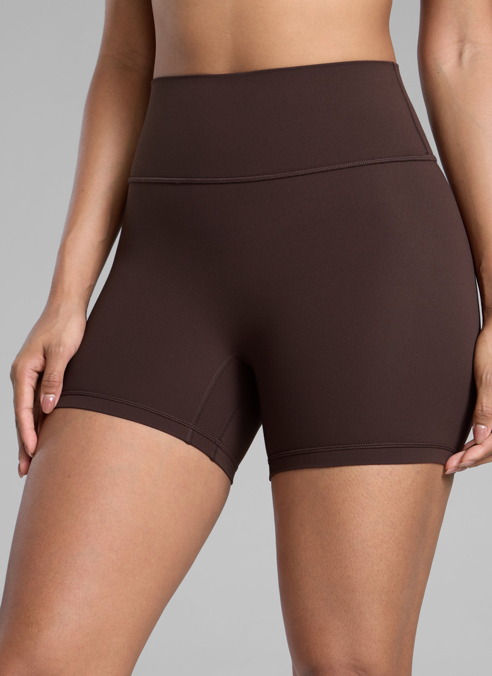 CRZ YOGA Damen Butterlift SecretSculpt Scrunch Butt Lifting Shorts10cm Heißes Fudge-Brown
