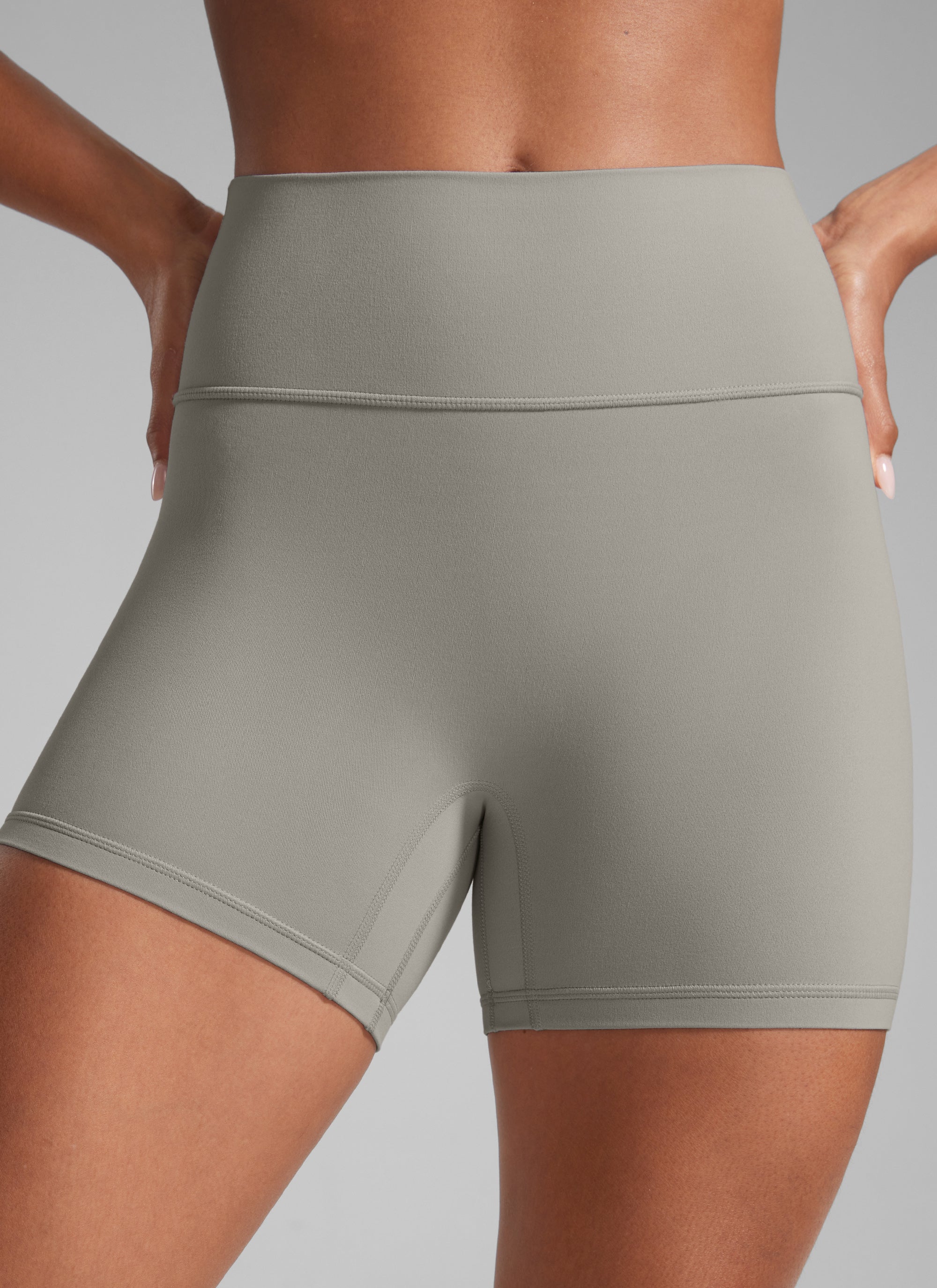CRZ YOGA Damen Butterlift SecretSculpt Scrunch Butt Lifting Shorts10cm Rock grau